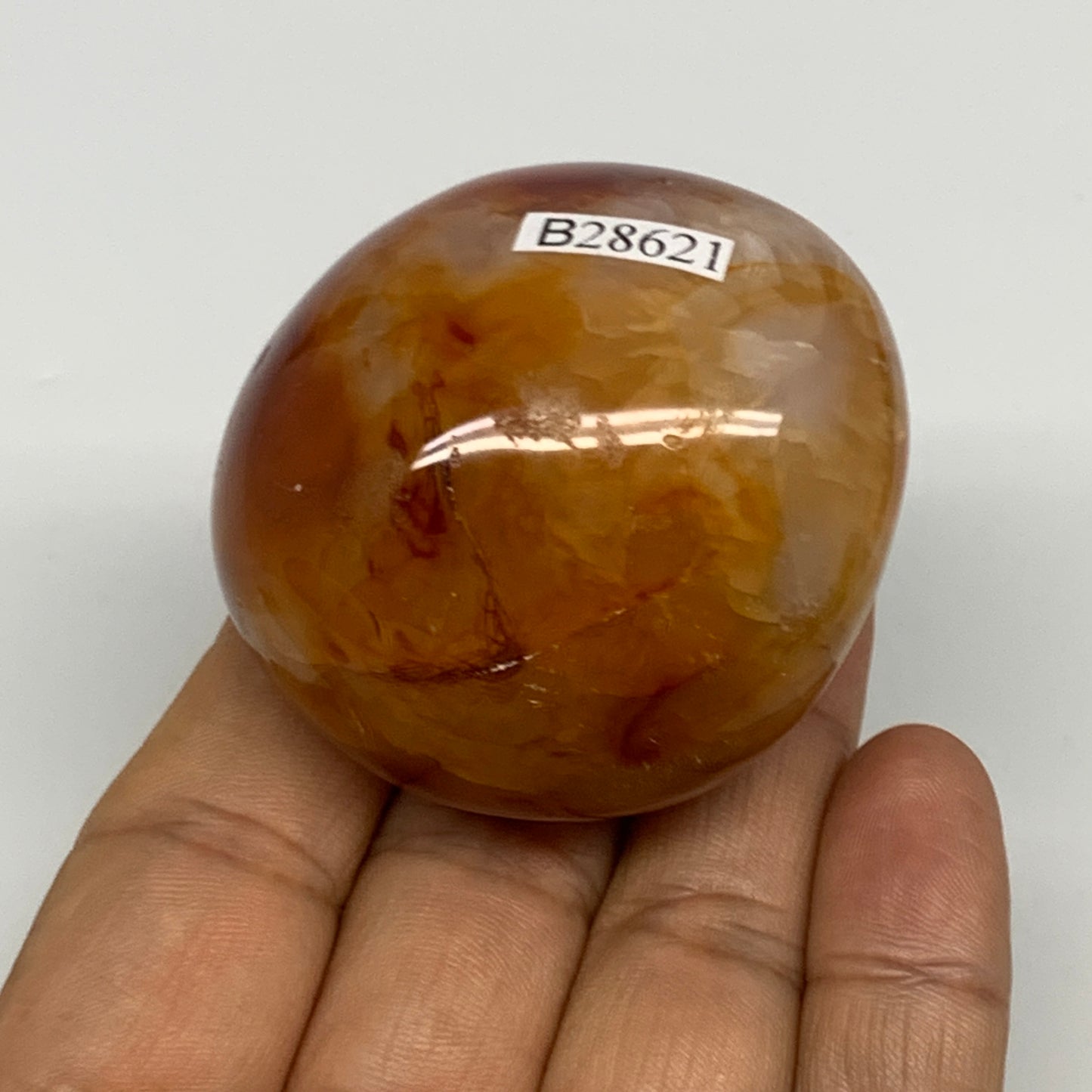117.5g, 2"x1.9"x1.4", Red Carnelian Palm-Stone Gem Crystal Polished, B28621
