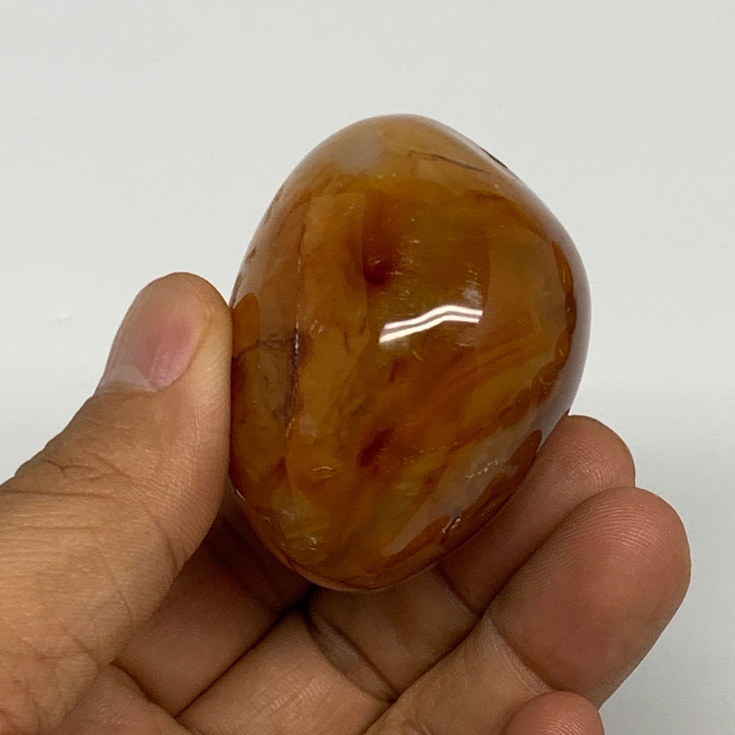 117.5g, 2"x1.9"x1.4", Red Carnelian Palm-Stone Gem Crystal Polished, B28621