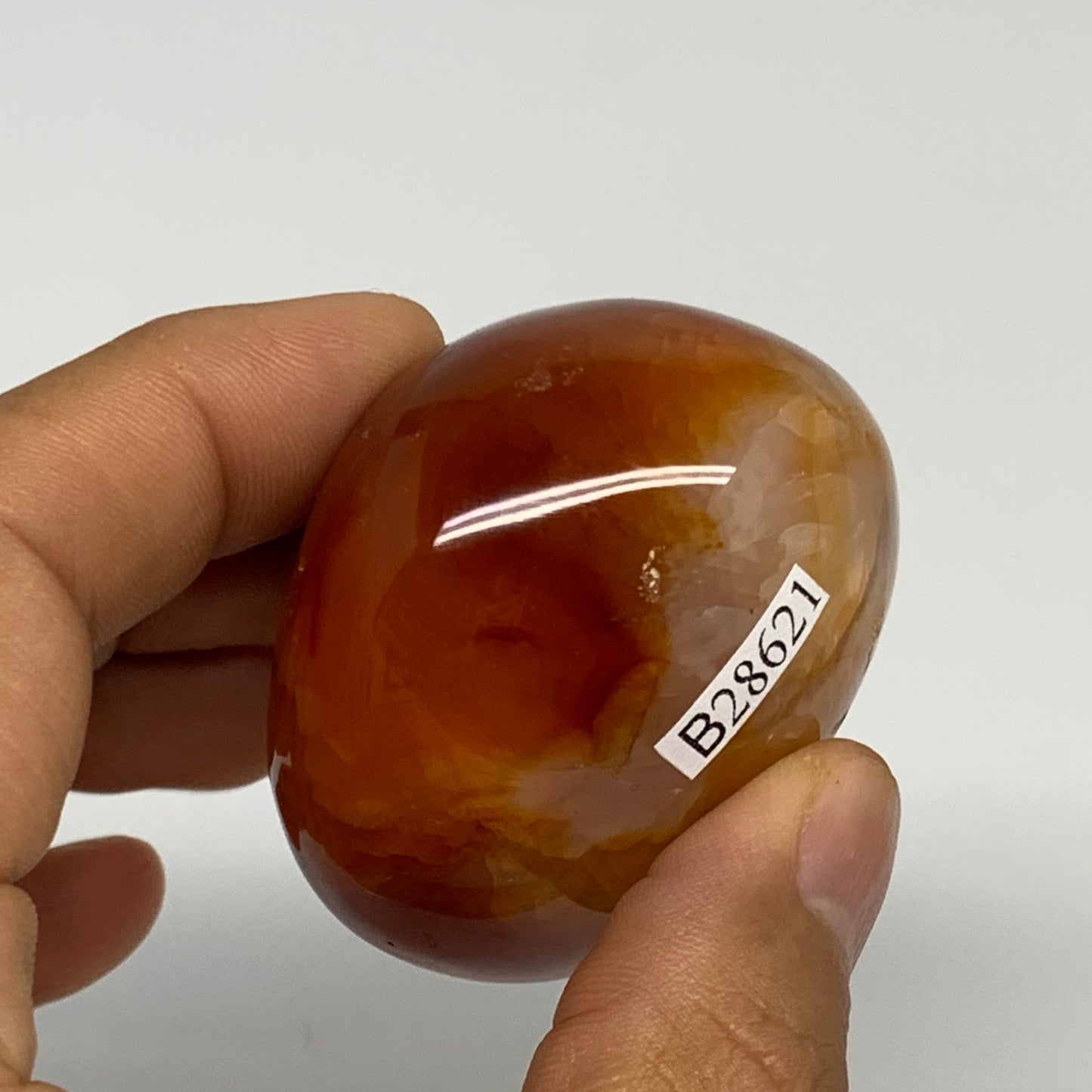 117.5g, 2"x1.9"x1.4", Red Carnelian Palm-Stone Gem Crystal Polished, B28621