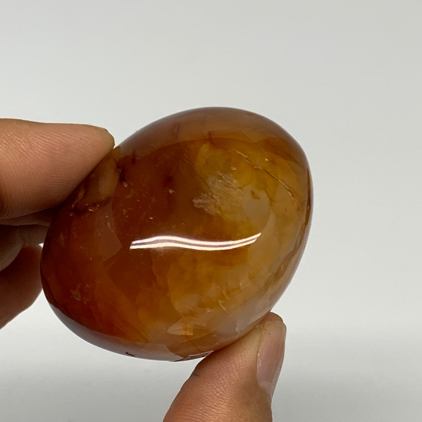 117.5g, 2"x1.9"x1.4", Red Carnelian Palm-Stone Gem Crystal Polished, B28621