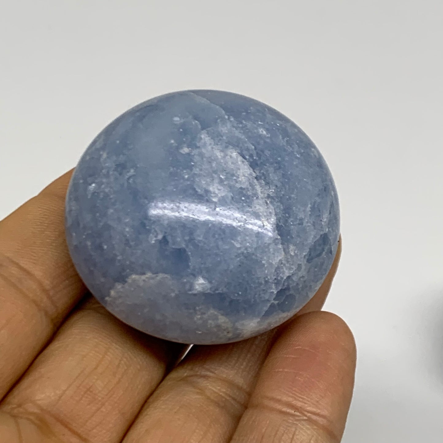 209.9g, 1.6"-1.8", 3pcs, Blue Calcite Palm-Stone Polished Tumbled, B38147