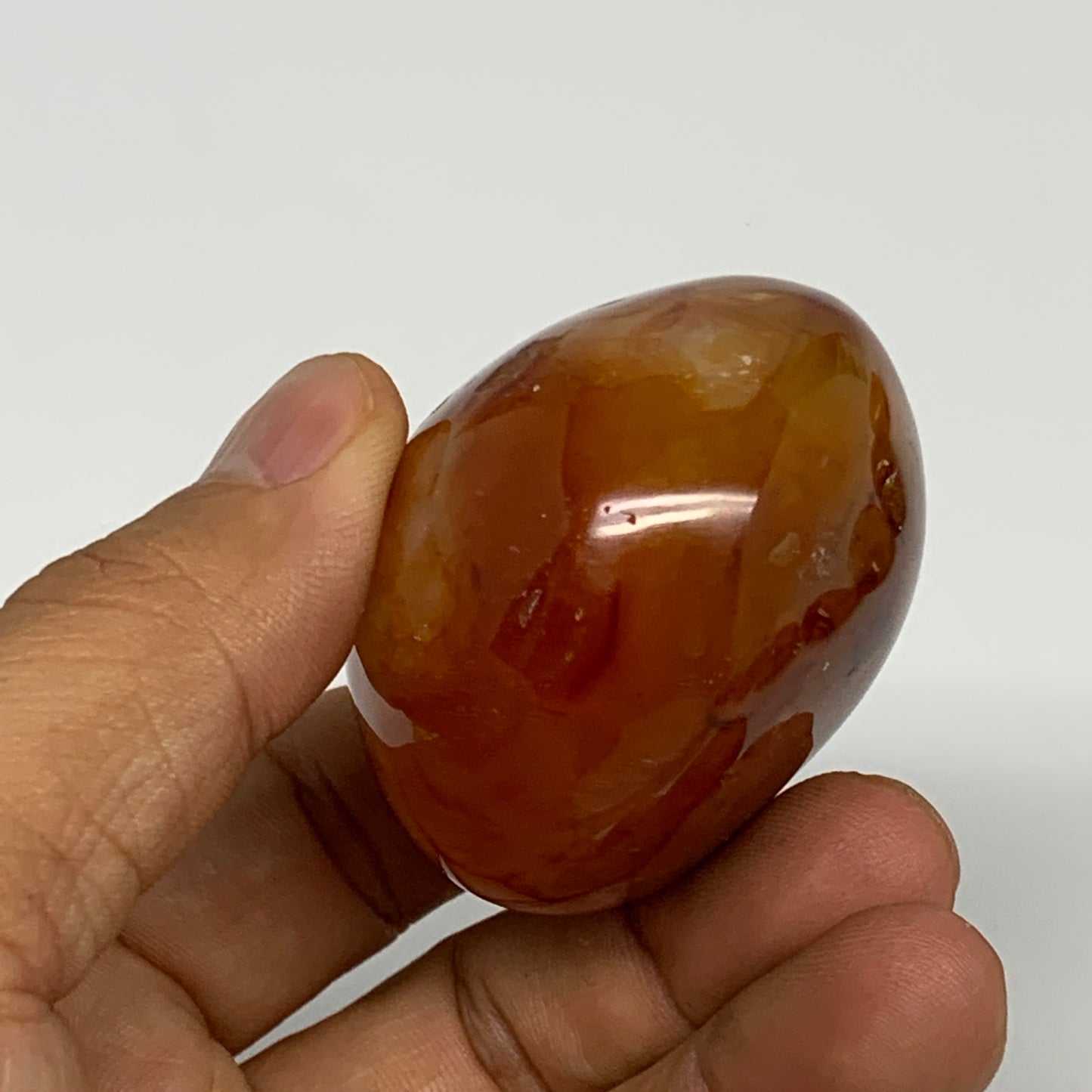 117.5g, 2"x1.9"x1.4", Red Carnelian Palm-Stone Gem Crystal Polished, B28621