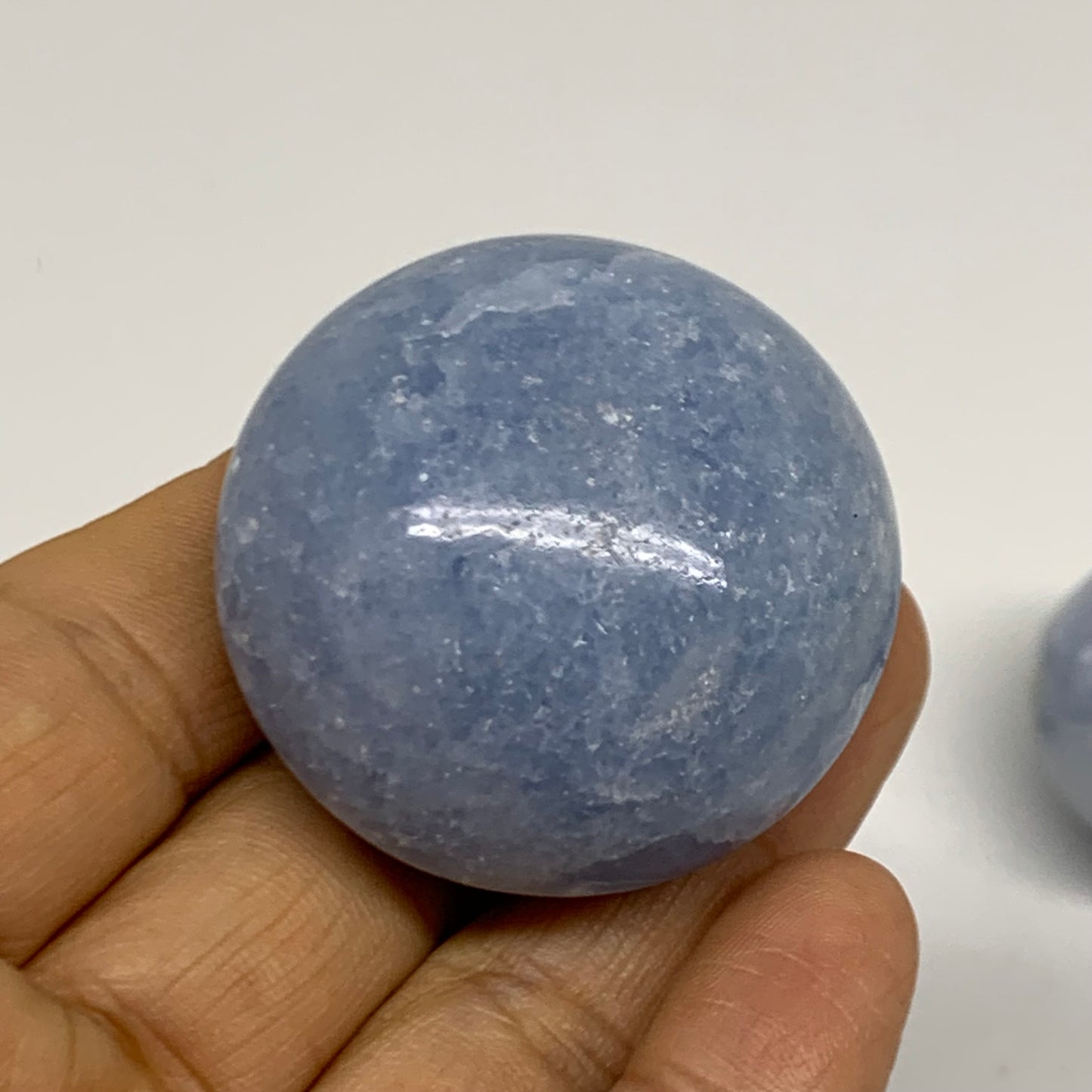 209.9g, 1.6"-1.8", 3pcs, Blue Calcite Palm-Stone Polished Tumbled, B38147