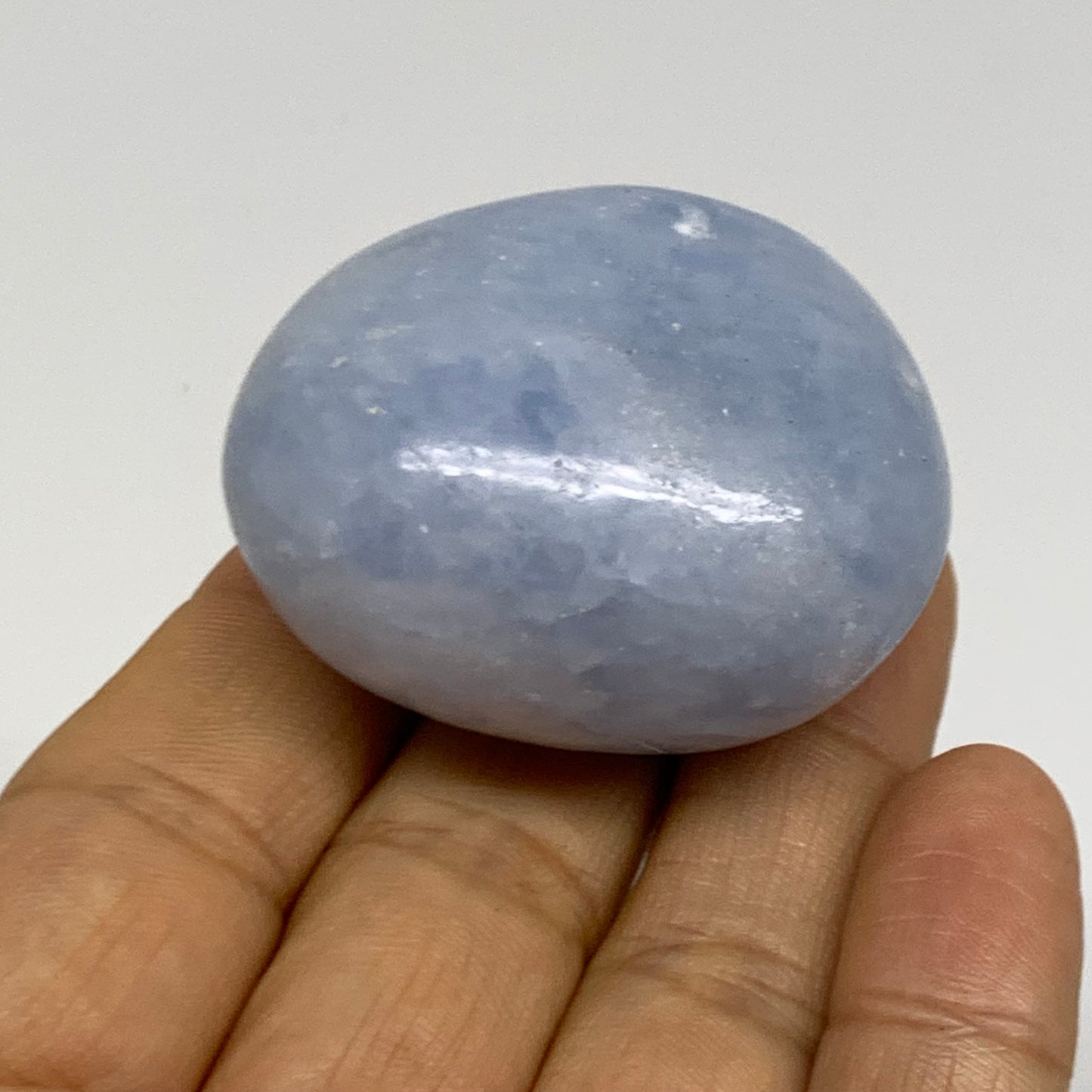 209.9g, 1.6"-1.8", 3pcs, Blue Calcite Palm-Stone Polished Tumbled, B38147