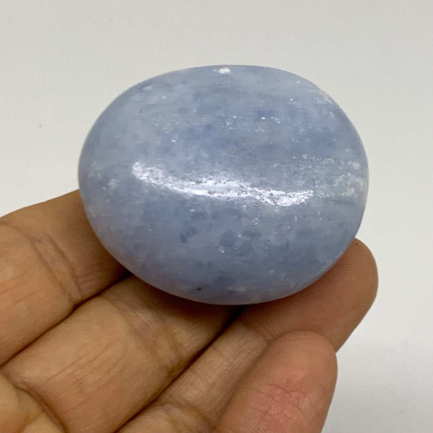 209.9g, 1.6"-1.8", 3pcs, Blue Calcite Palm-Stone Polished Tumbled, B38147