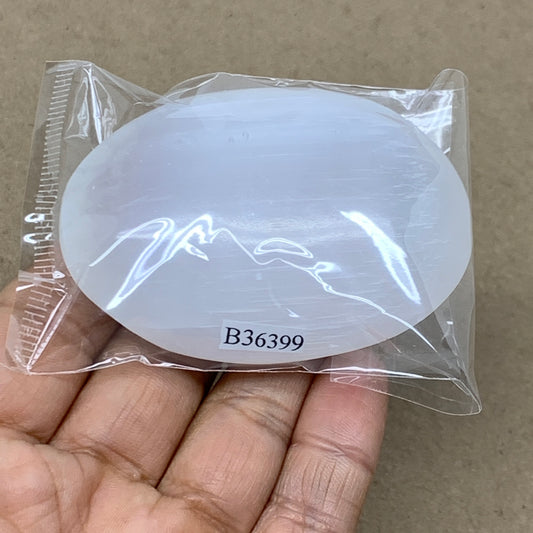 91g, 2.7"x1.9"x0.9", White Selenite Palmstone Crystal Pillow Reiki, B36399