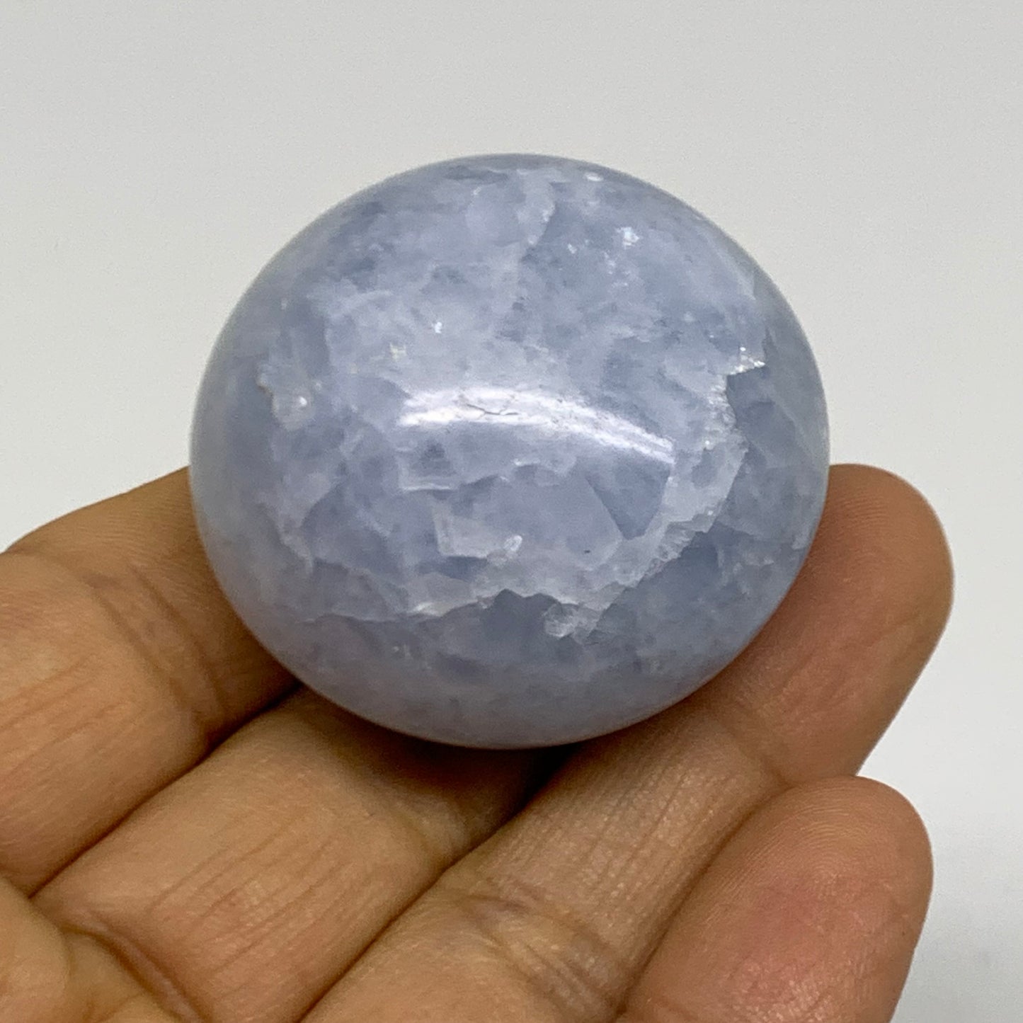 209.9g, 1.6"-1.8", 3pcs, Blue Calcite Palm-Stone Polished Tumbled, B38147