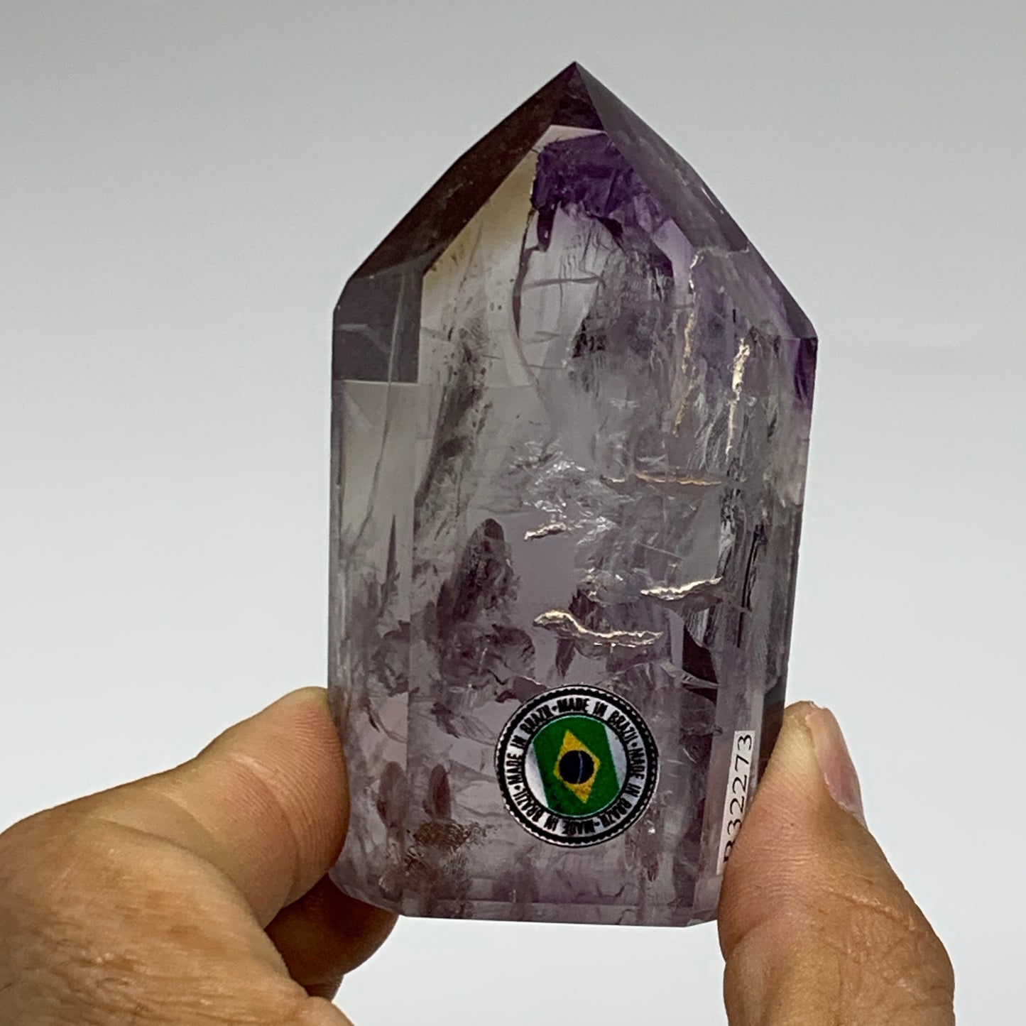 146.7g, 3"x1.7"x1", Natural Amethyst Tower Point Obelisk @Brazil, B32273