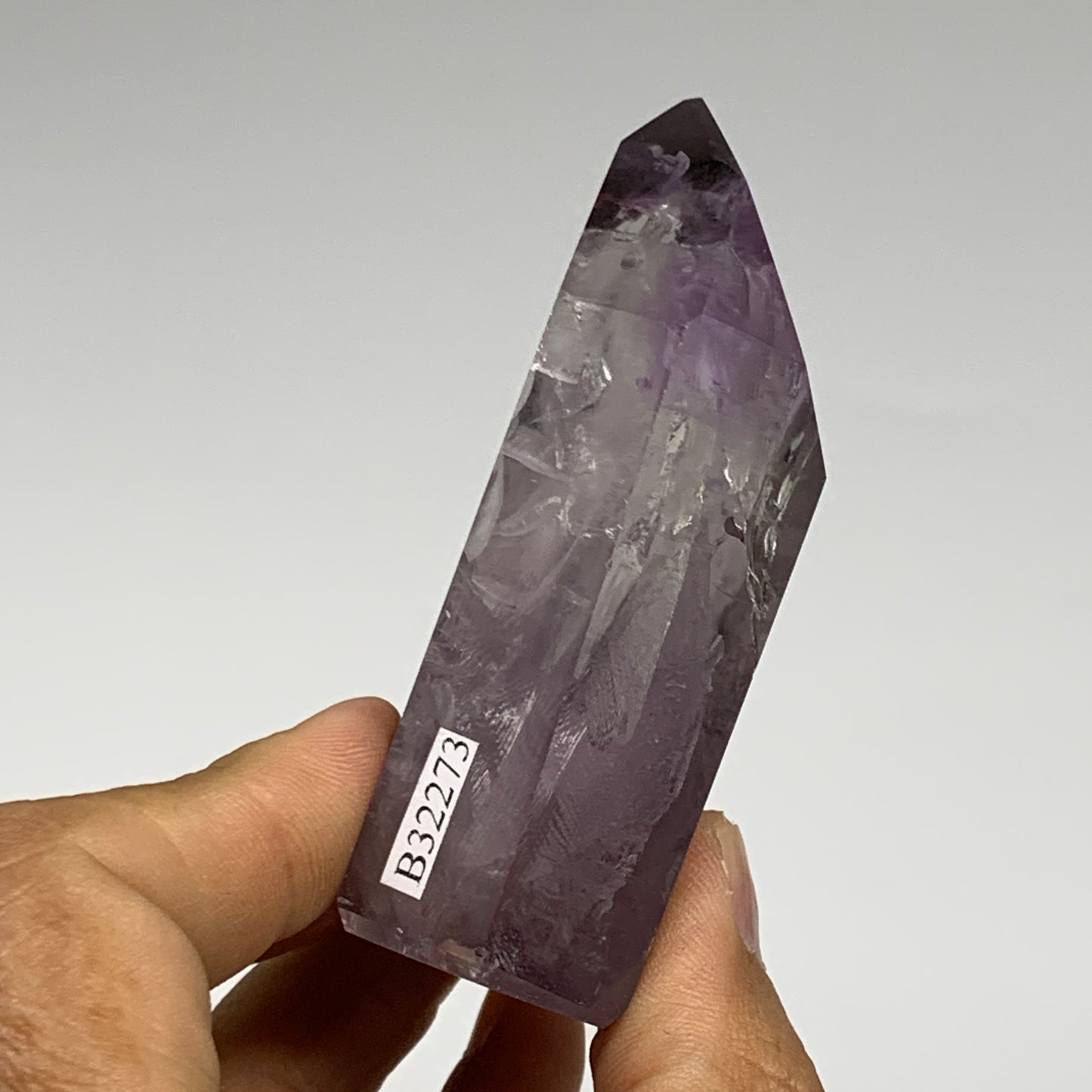 146.7g, 3"x1.7"x1", Natural Amethyst Tower Point Obelisk @Brazil, B32273