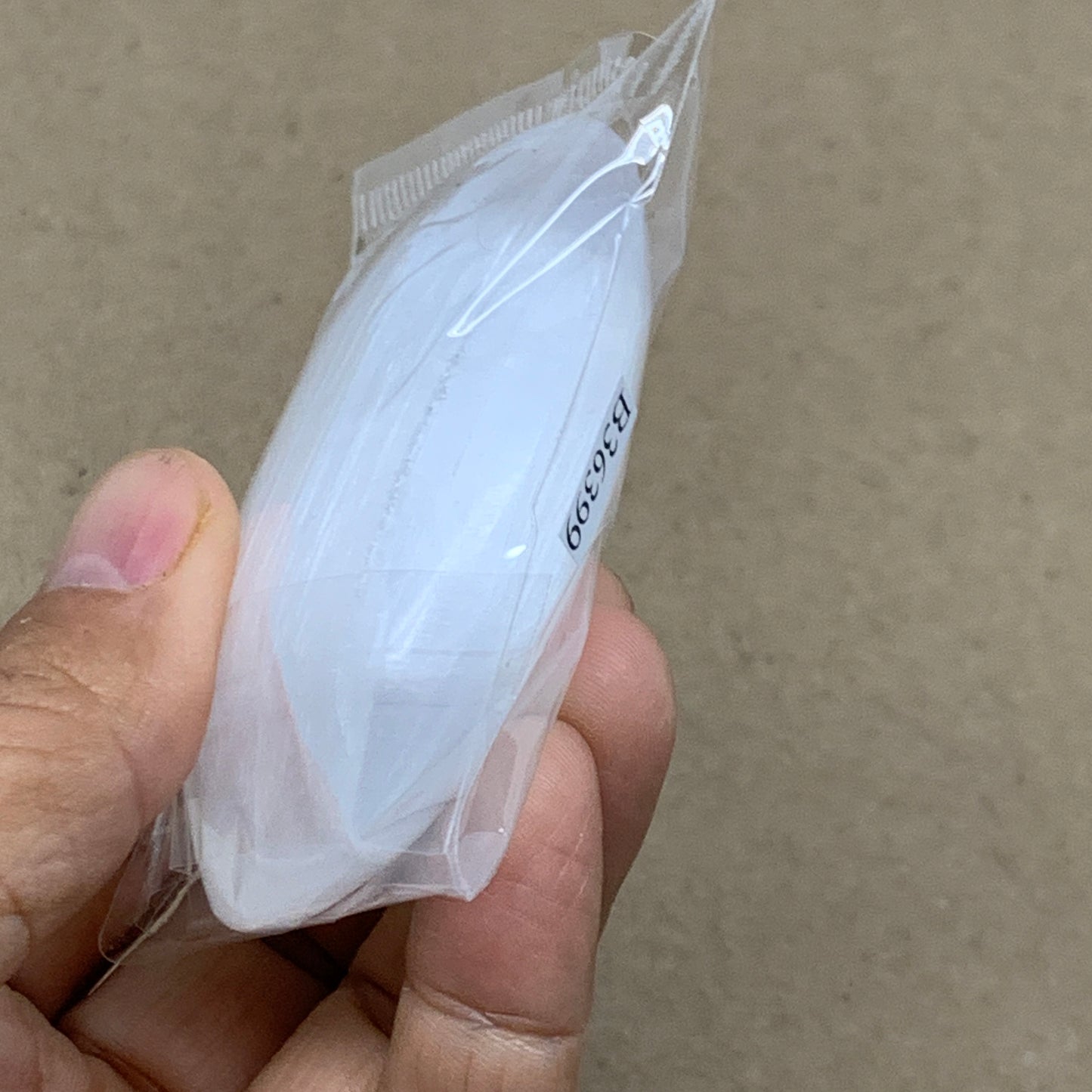 91g, 2.7"x1.9"x0.9", White Selenite Palmstone Crystal Pillow Reiki, B36399