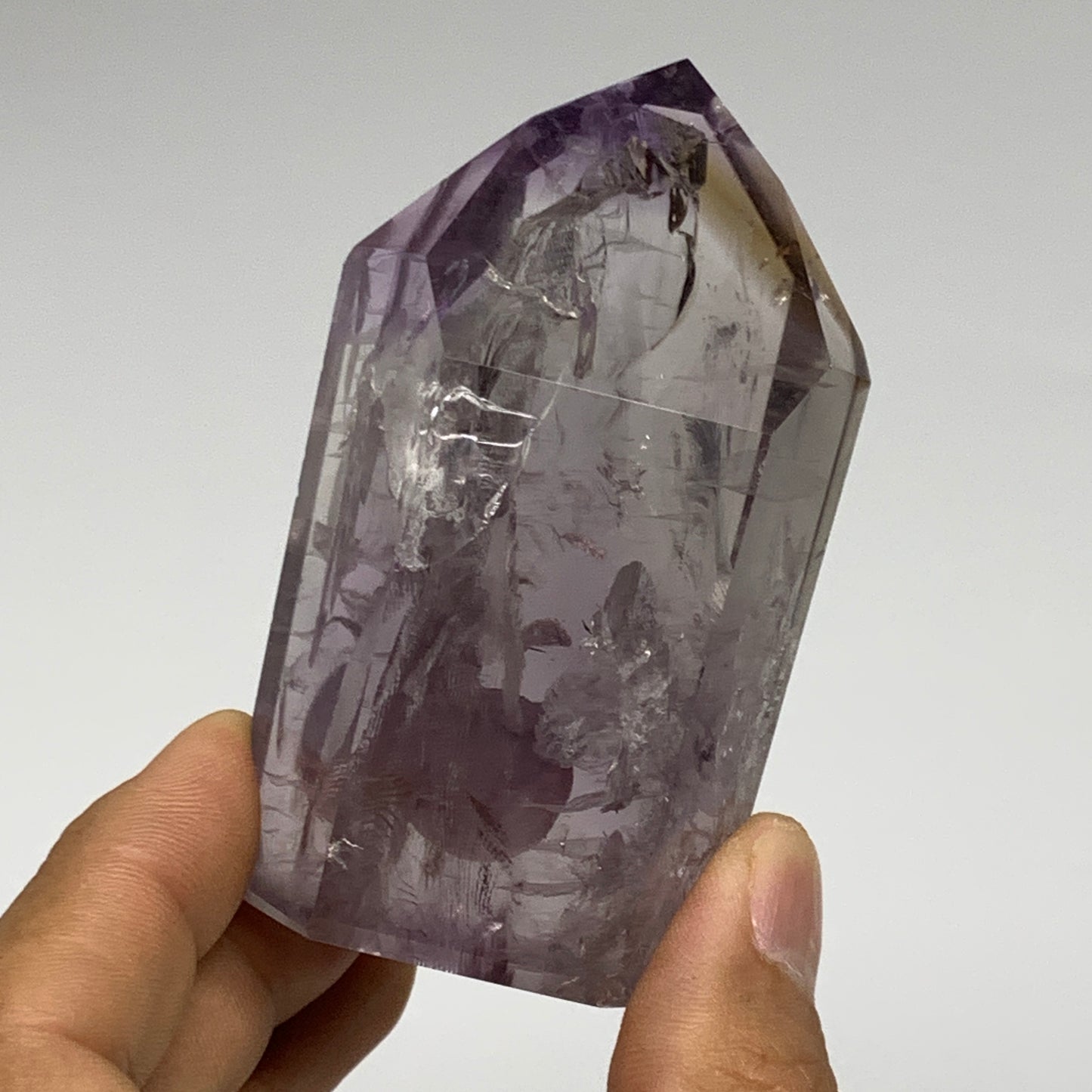 146.7g, 3"x1.7"x1", Natural Amethyst Tower Point Obelisk @Brazil, B32273