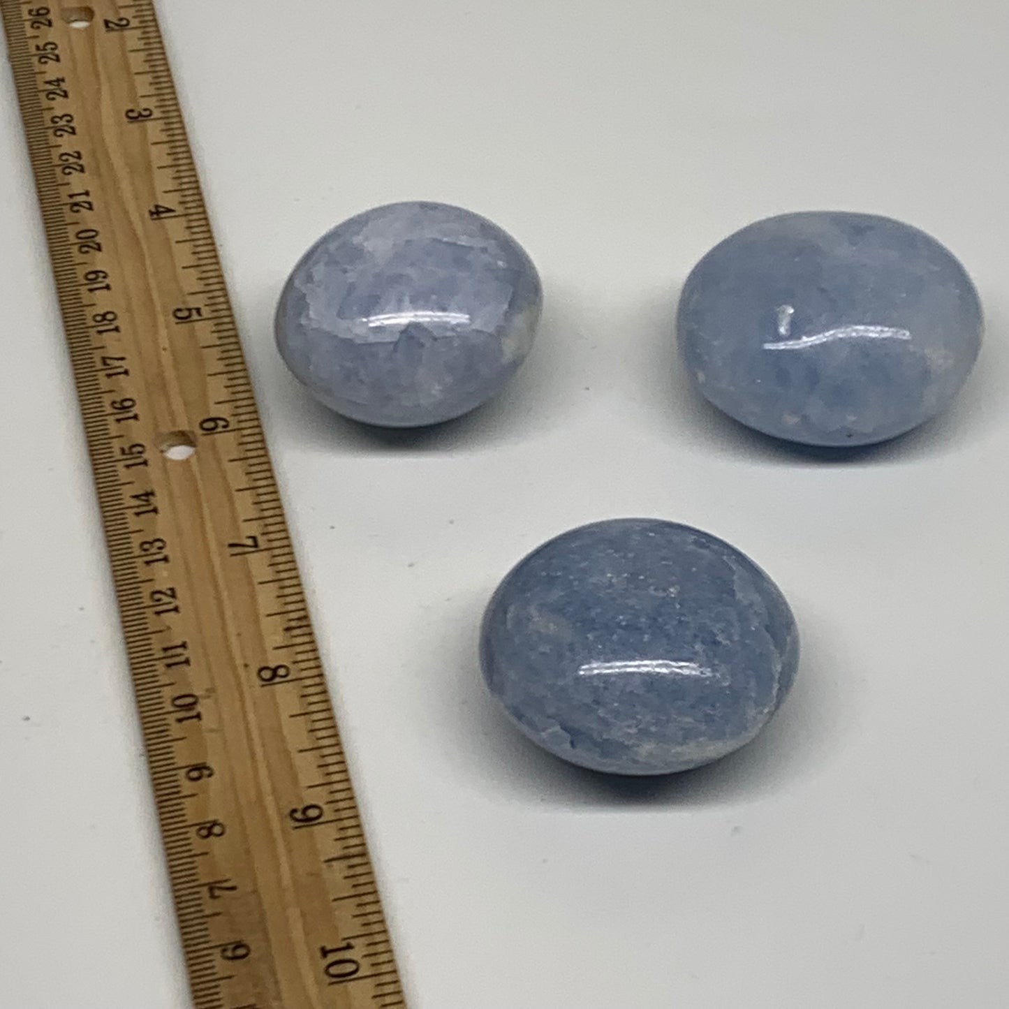 209.9g, 1.6"-1.8", 3pcs, Blue Calcite Palm-Stone Polished Tumbled, B38147