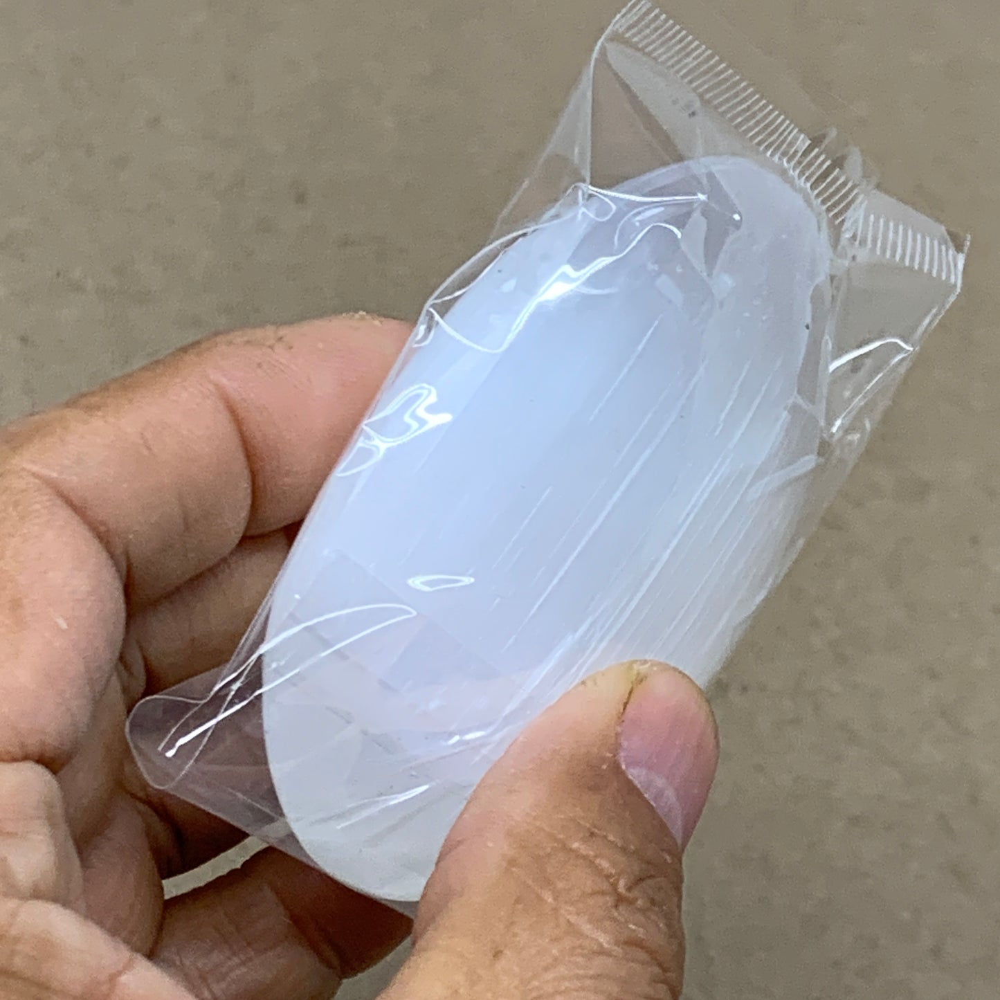 91g, 2.7"x1.9"x0.9", White Selenite Palmstone Crystal Pillow Reiki, B36399