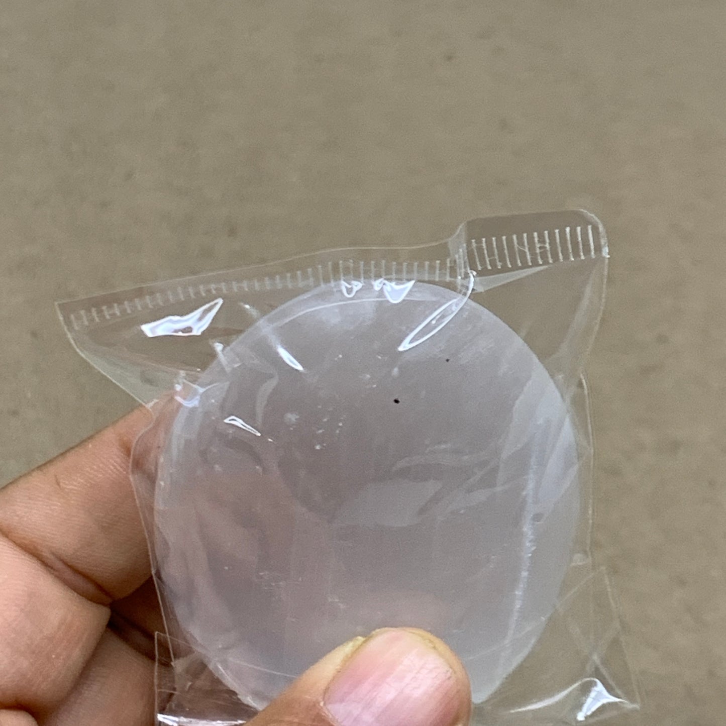 91g, 2.7"x1.9"x0.9", White Selenite Palmstone Crystal Pillow Reiki, B36399