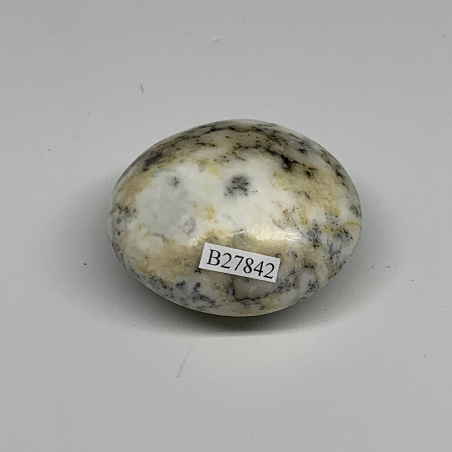 82.1g, 2"x1.9"x1.1", Dendrite Opal Palm-Stone Reiki Energy Crystal, B27842