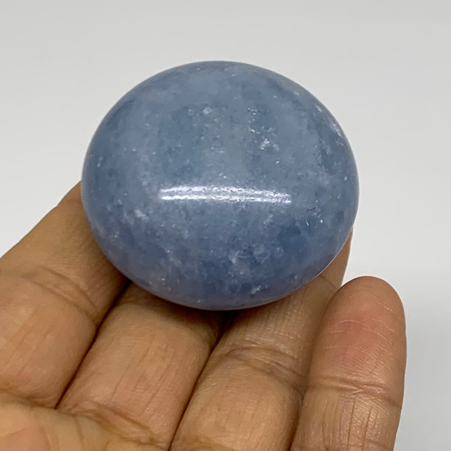 164.5g, 1.7"-1.7", 2pcs, Blue Calcite Palm-Stone Polished Tumbled, B38148