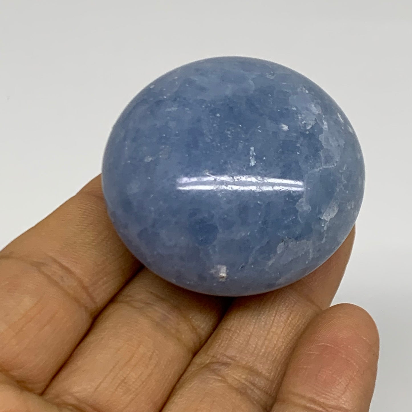 164.5g, 1.7"-1.7", 2pcs, Blue Calcite Palm-Stone Polished Tumbled, B38148