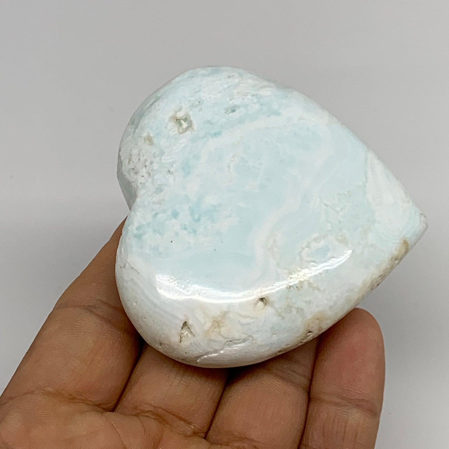 138.7g, 2.5"x2.7"x0.9" Caribbean Calcite Heart Gemstones @Afghanistan,B33659