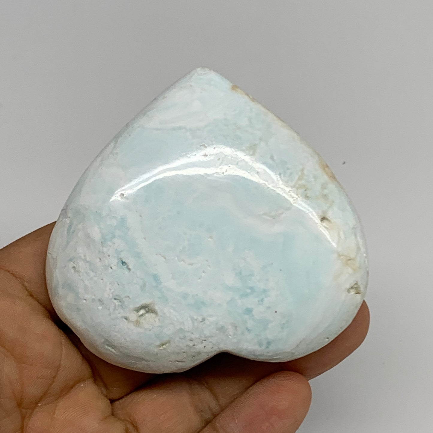 138.7g, 2.5"x2.7"x0.9" Caribbean Calcite Heart Gemstones @Afghanistan,B33659