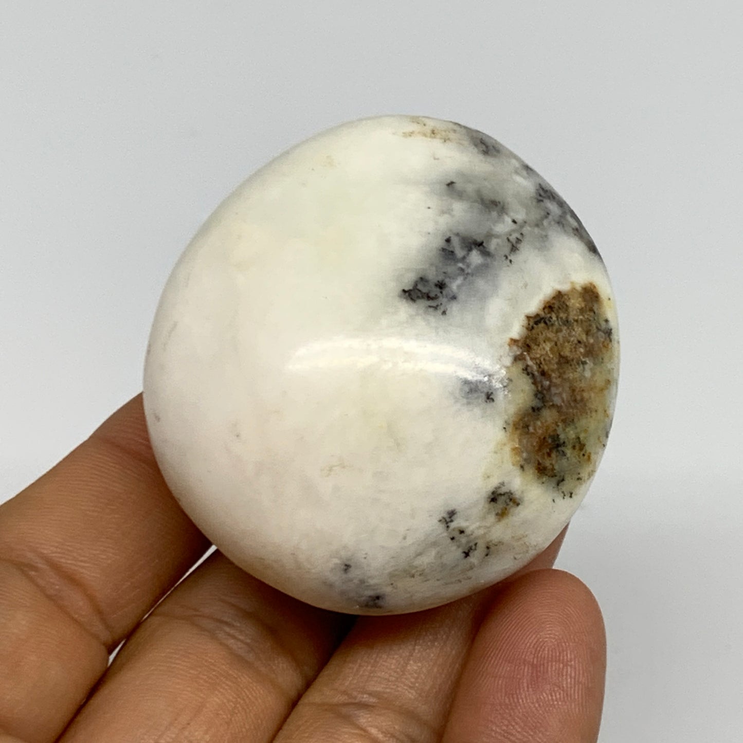 86.5g, 2"x1.8"x1.2", Dendrite Opal Palm-Stone Reiki Energy Crystal, B27844