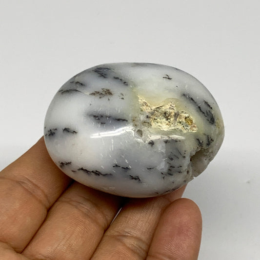 91.2g, 2.2"x1.8"x1.2", Dendrite Opal Palm-Stone Reiki Energy Crystal, B27845