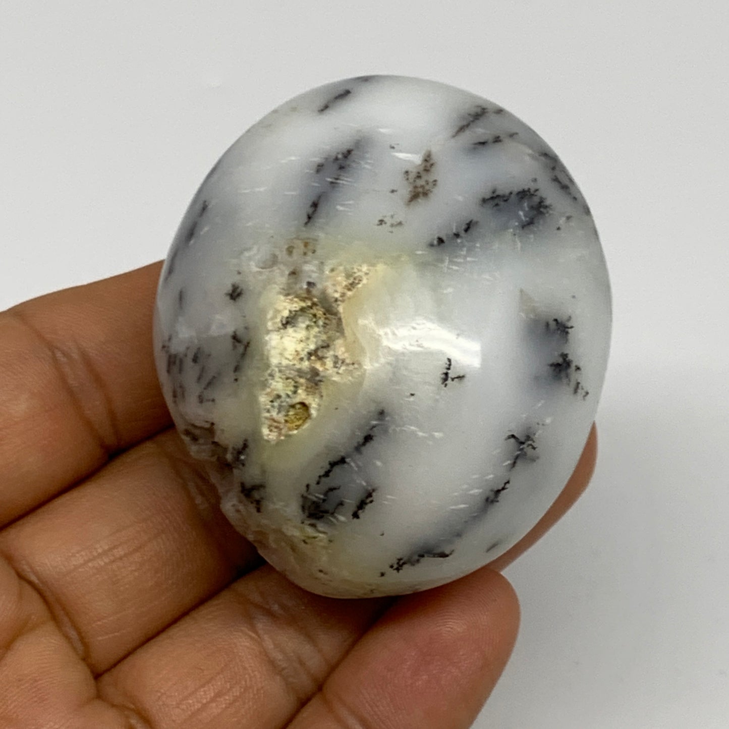 91.2g, 2.2"x1.8"x1.2", Dendrite Opal Palm-Stone Reiki Energy Crystal, B27845