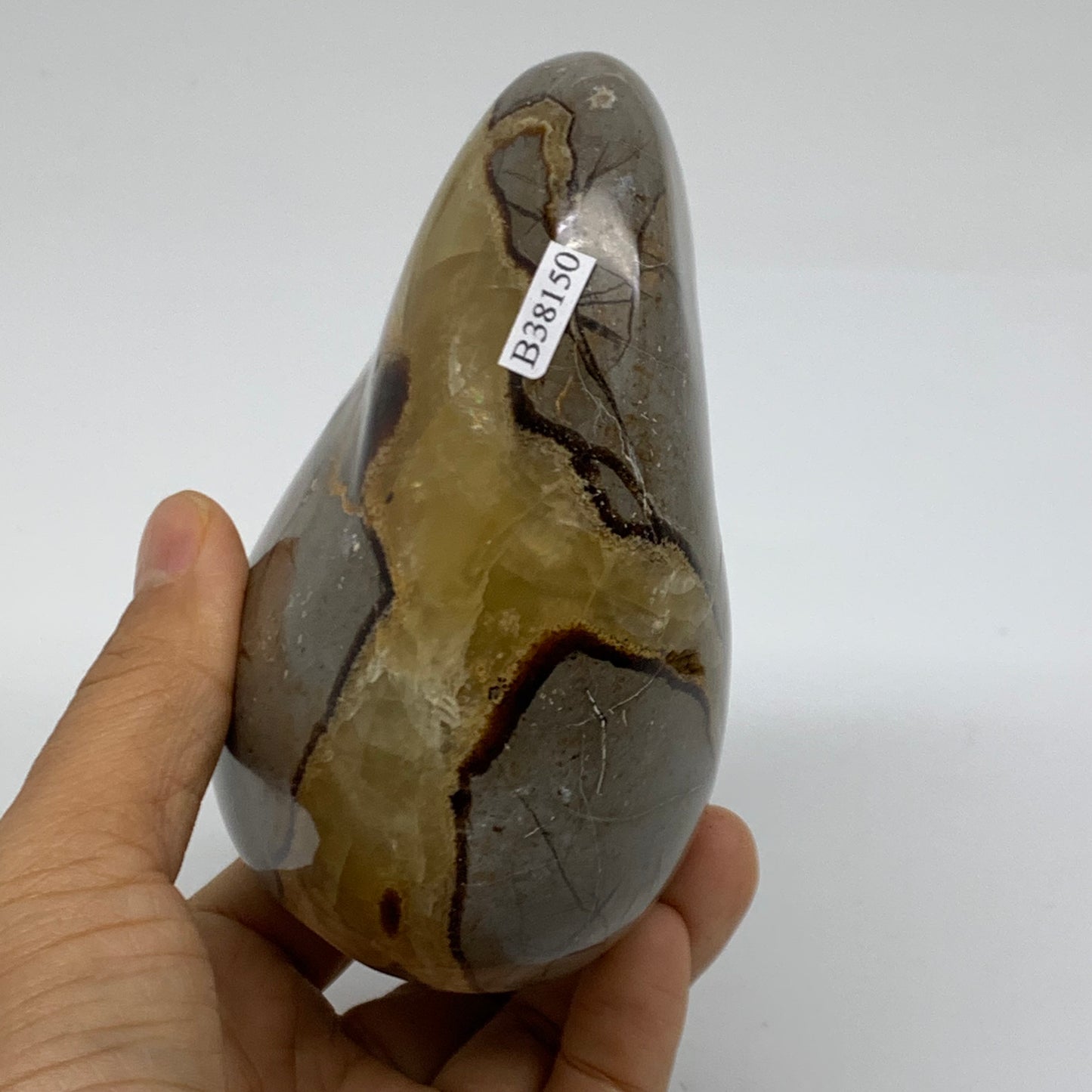 1.81 lbs, 4.3"x3.7"x2.3", Septarian Nodules Freeform Polished Crystal, B38150