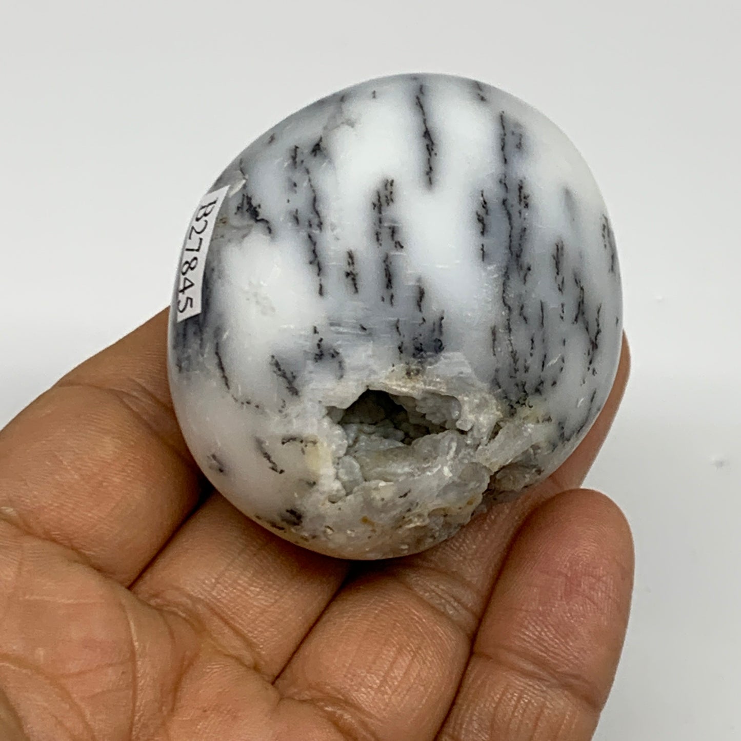 91.2g, 2.2"x1.8"x1.2", Dendrite Opal Palm-Stone Reiki Energy Crystal, B27845