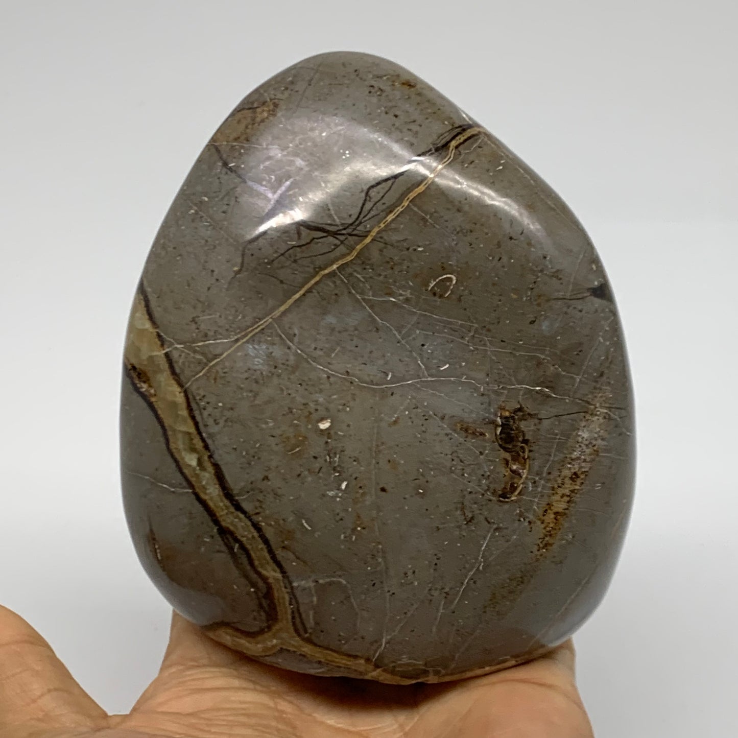 1.81 lbs, 4.3"x3.7"x2.3", Septarian Nodules Freeform Polished Crystal, B38150