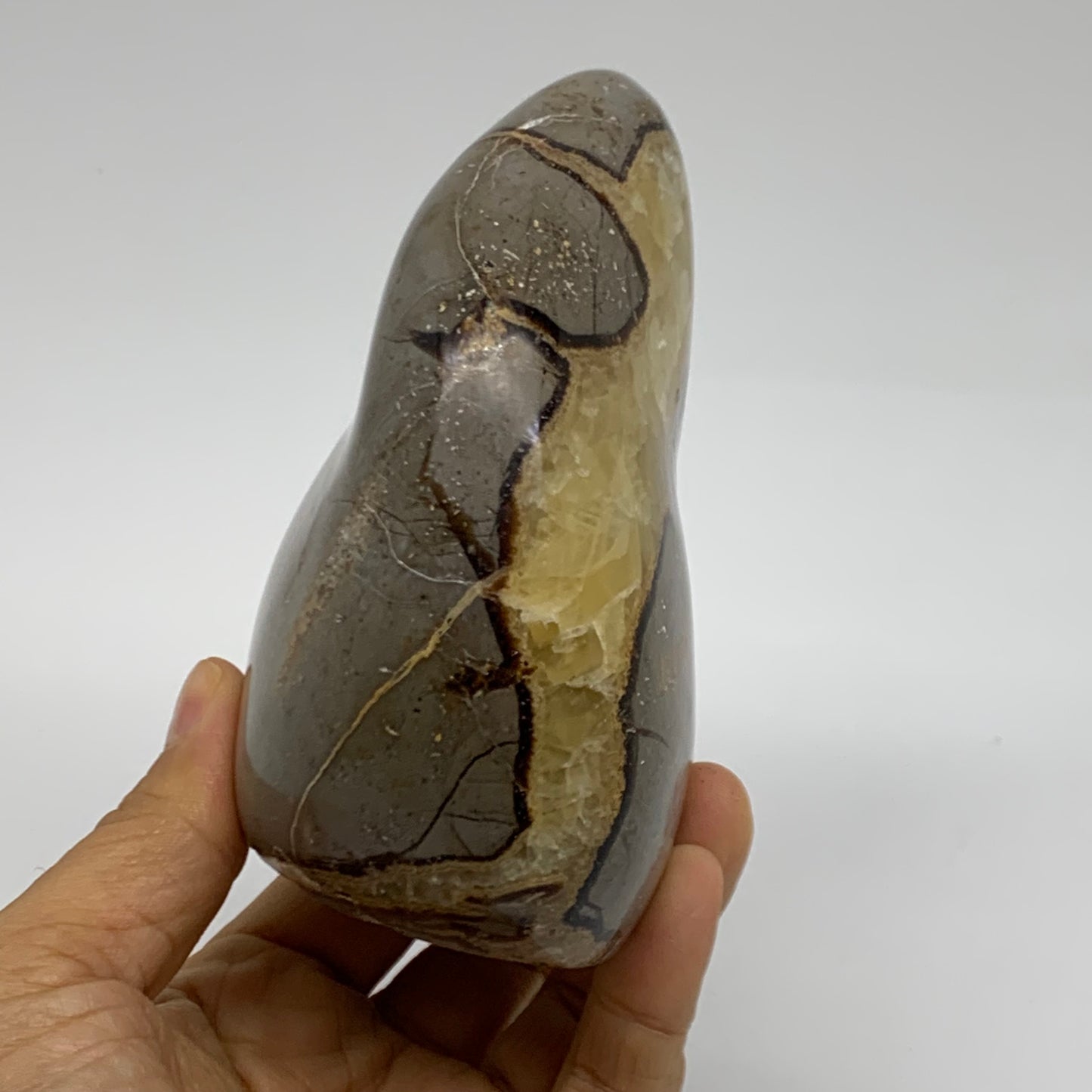 1.81 lbs, 4.3"x3.7"x2.3", Septarian Nodules Freeform Polished Crystal, B38150