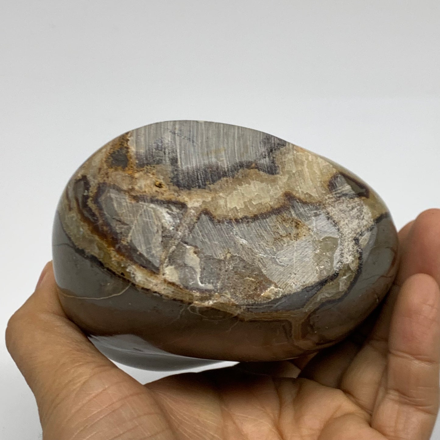 1.81 lbs, 4.3"x3.7"x2.3", Septarian Nodules Freeform Polished Crystal, B38150