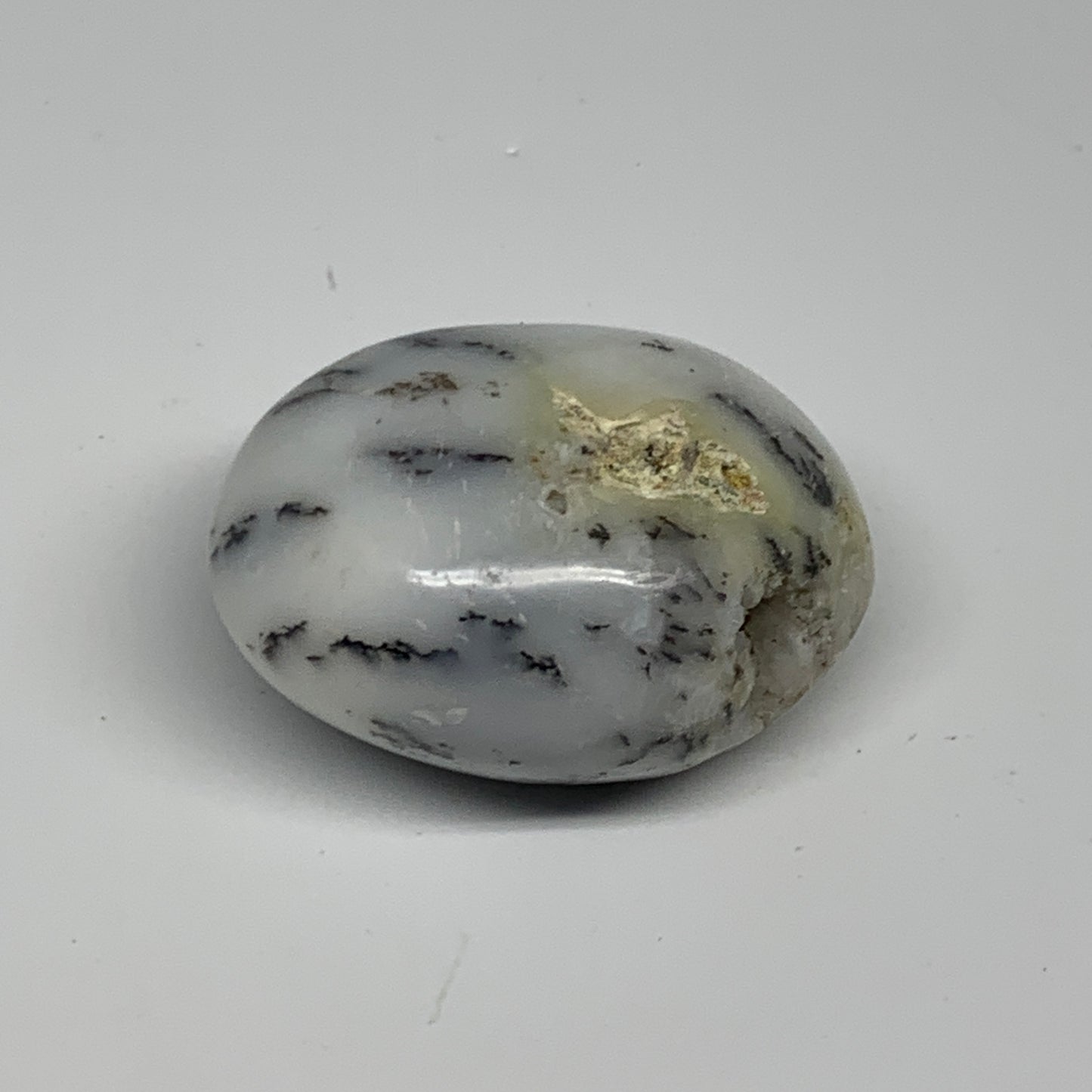 91.2g, 2.2"x1.8"x1.2", Dendrite Opal Palm-Stone Reiki Energy Crystal, B27845