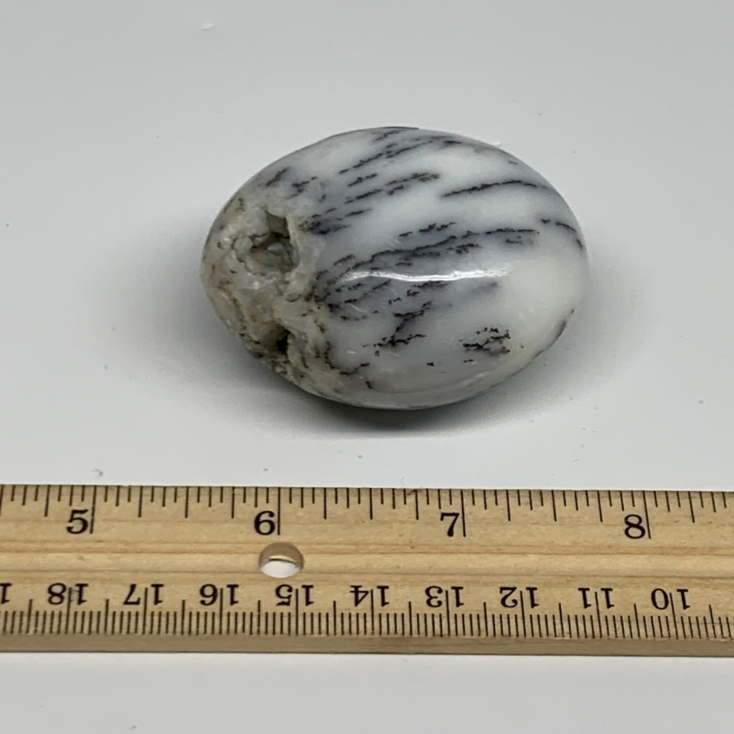 91.2g, 2.2"x1.8"x1.2", Dendrite Opal Palm-Stone Reiki Energy Crystal, B27845