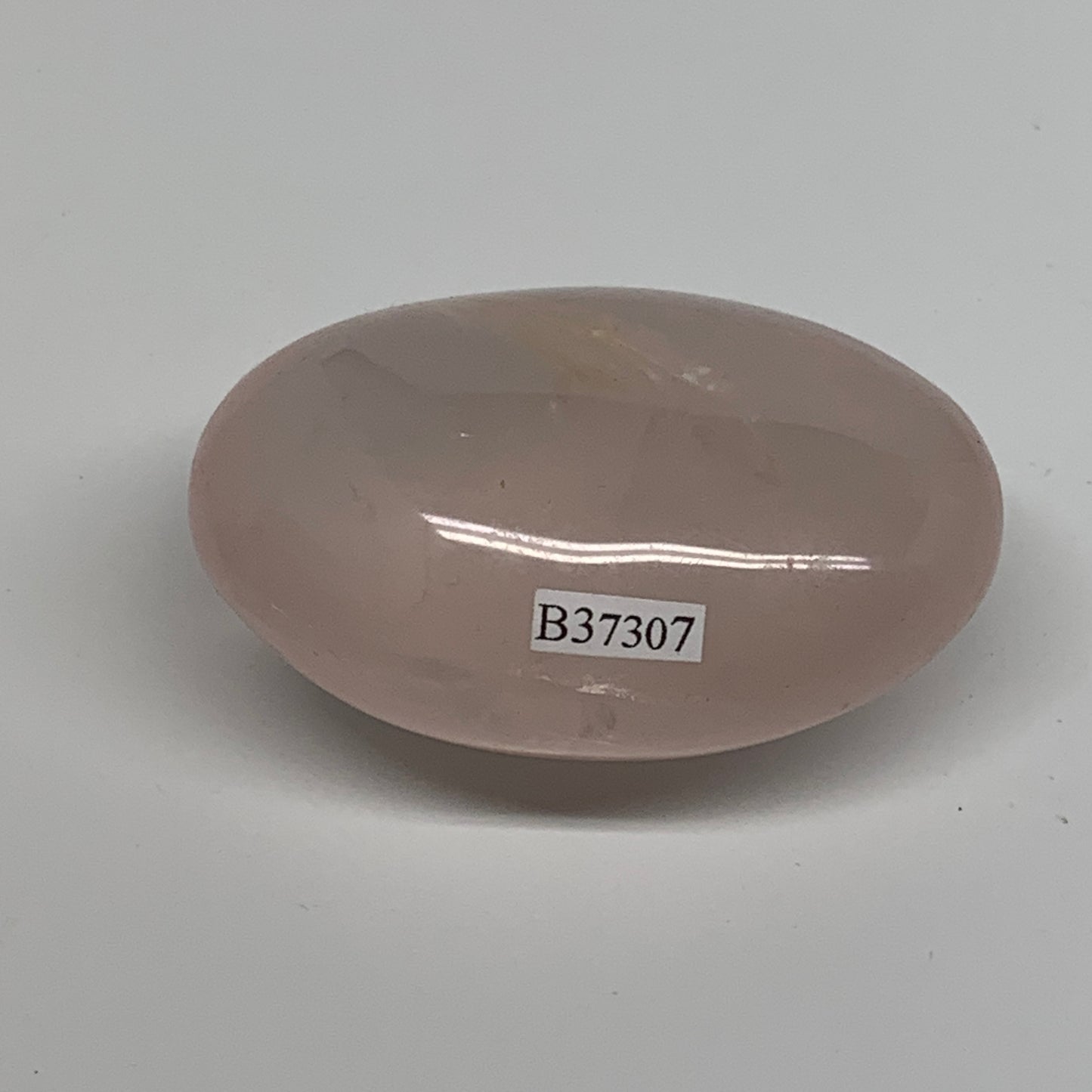 161.3g , 2.8"x2"x1.3", Natural Pink Rose Quartz Palm-stone Crystal, B37307