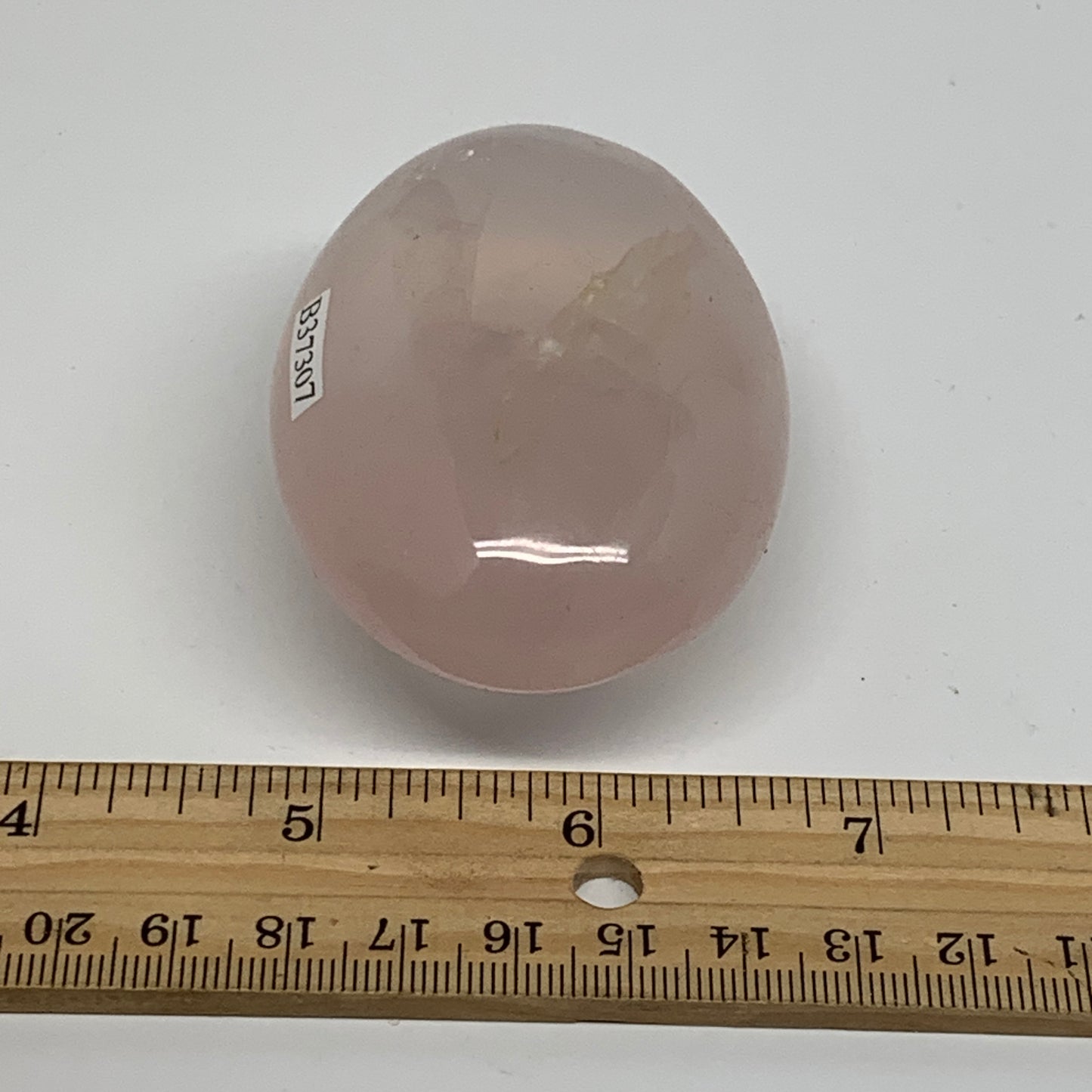 161.3g , 2.8"x2"x1.3", Natural Pink Rose Quartz Palm-stone Crystal, B37307
