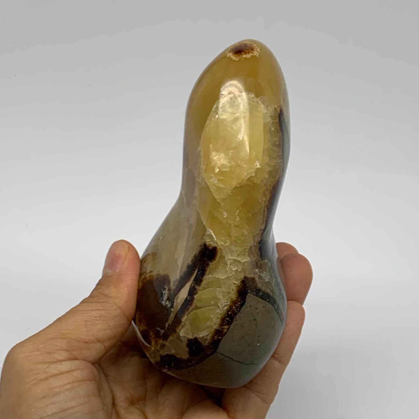 1.27 lbs, 4.3"x3.4"x2", Septarian Nodules Freeform Polished Crystal, B38151