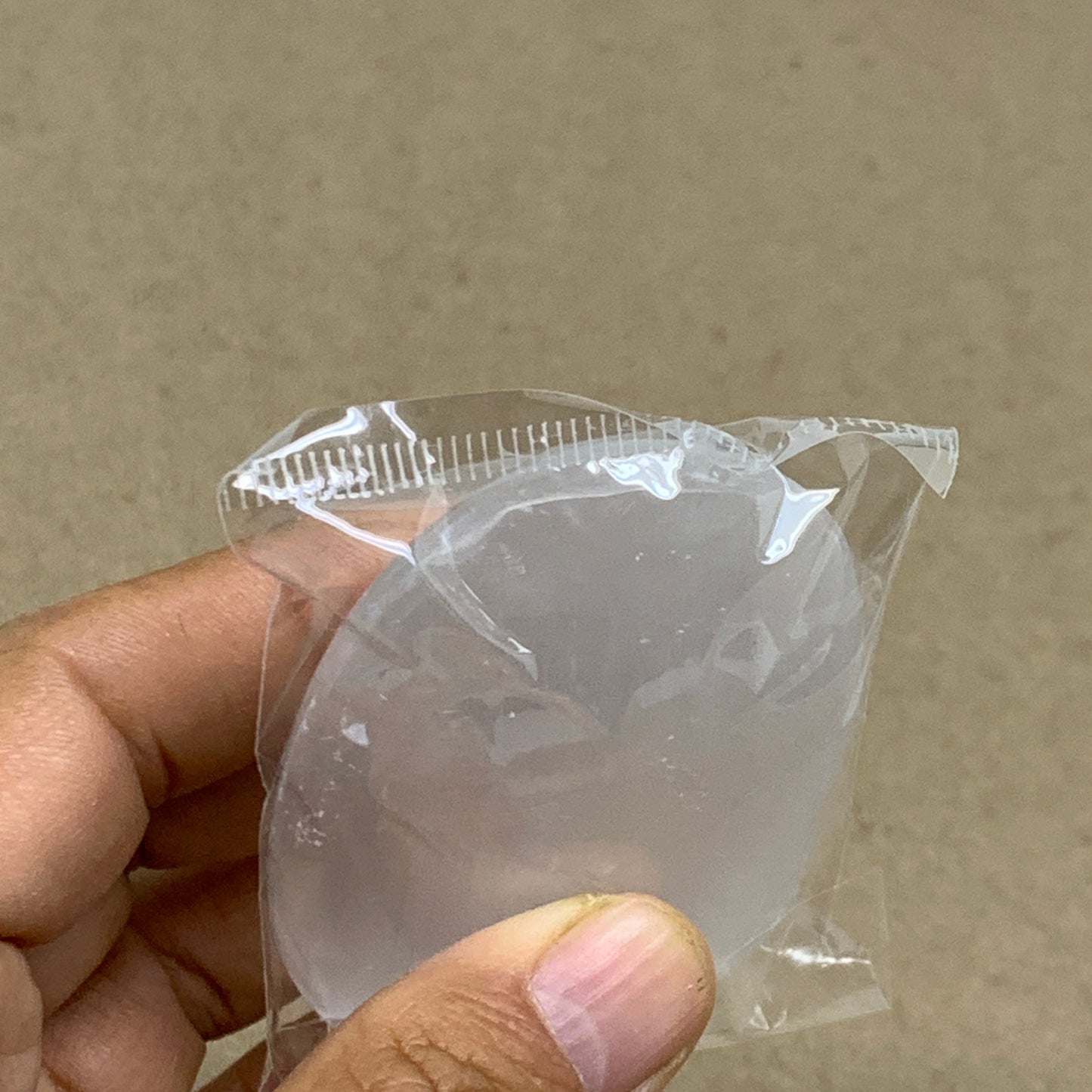 100g, 2.8"x1.9"x0.9", White Selenite Palmstone Crystal Pillow Reiki, B36404