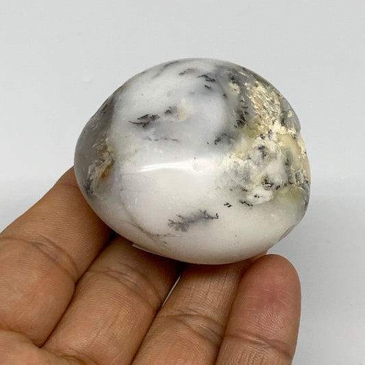 79.8g, 2"x1.9"x1.1", Dendrite Opal Palm-Stone Reiki Energy Crystal, B27847