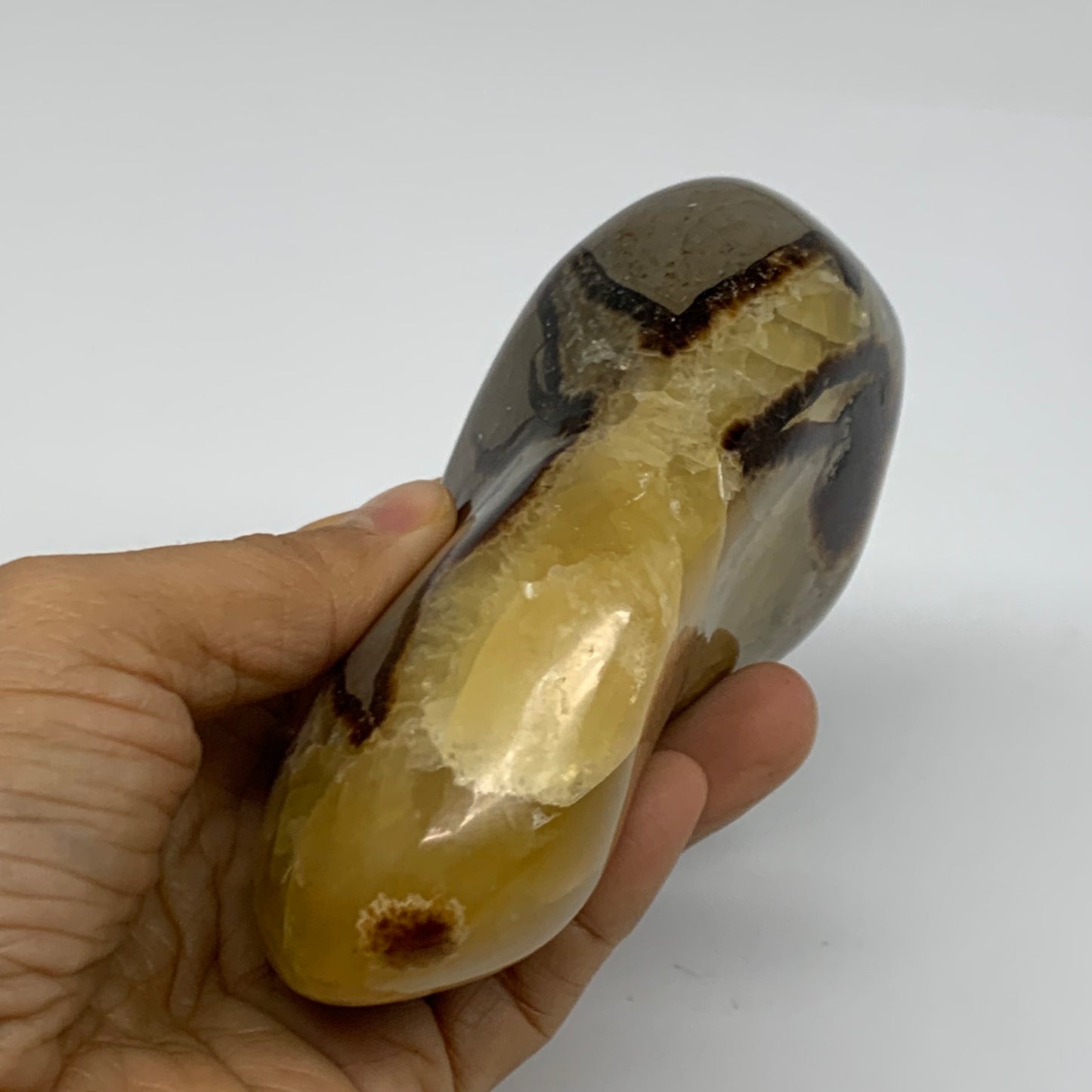 1.27 lbs, 4.3"x3.4"x2", Septarian Nodules Freeform Polished Crystal, B38151