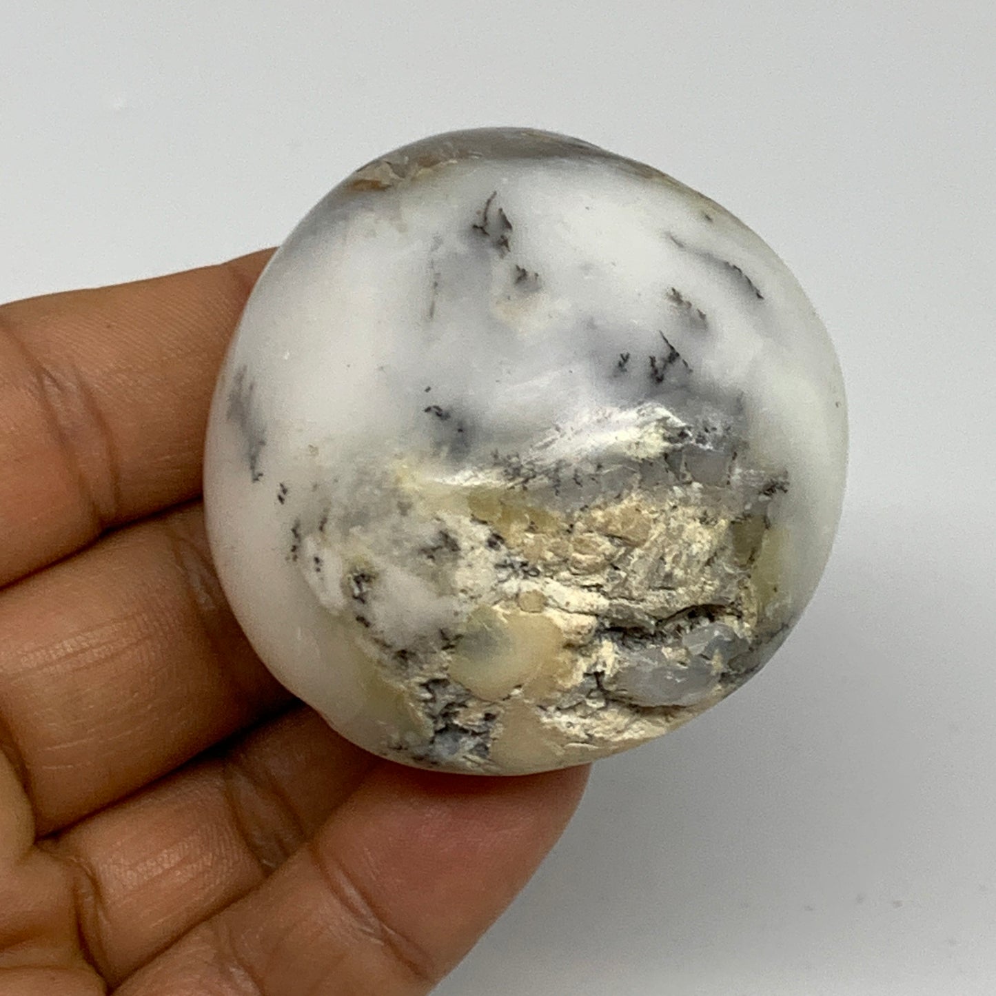 79.8g, 2"x1.9"x1.1", Dendrite Opal Palm-Stone Reiki Energy Crystal, B27847
