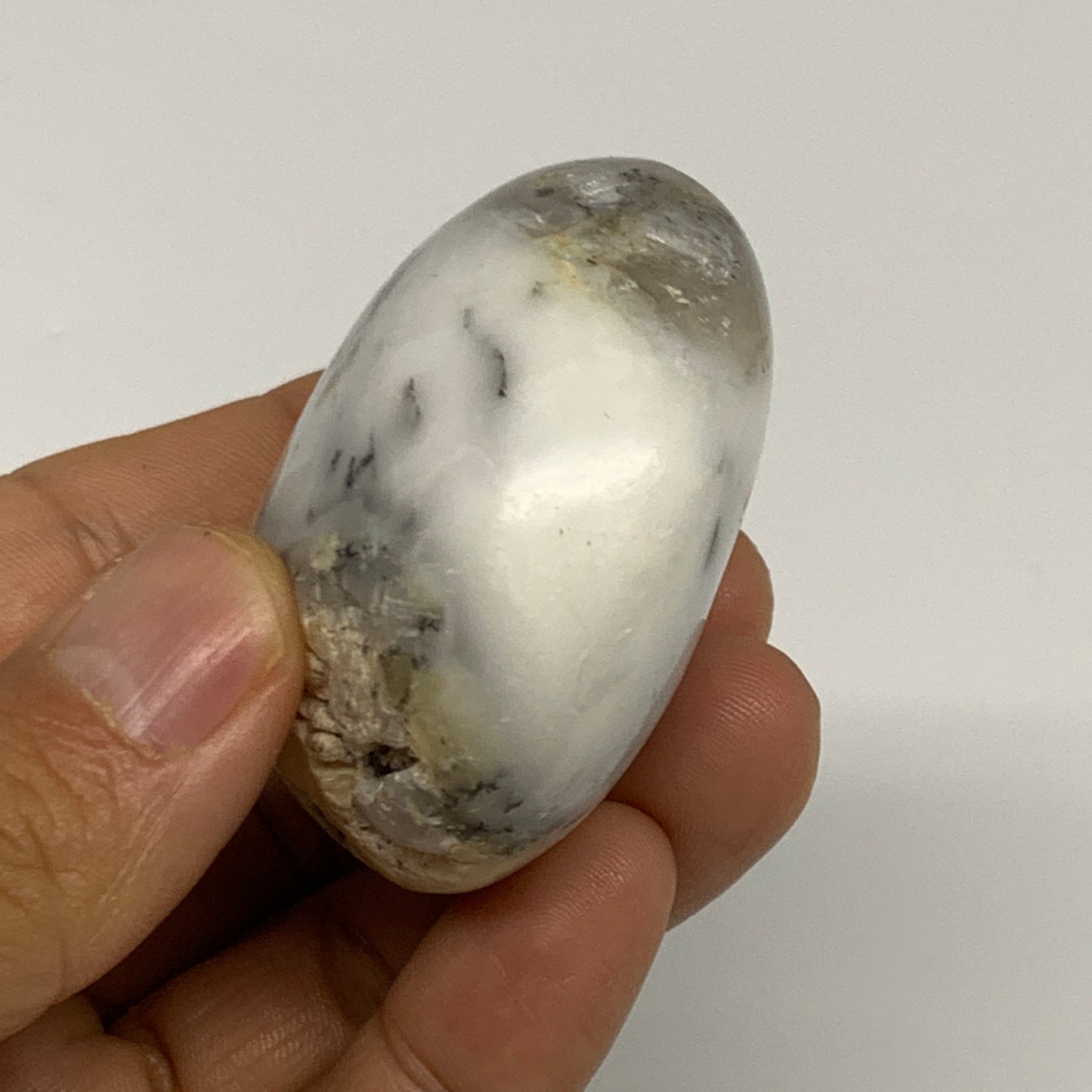 79.8g, 2"x1.9"x1.1", Dendrite Opal Palm-Stone Reiki Energy Crystal, B27847