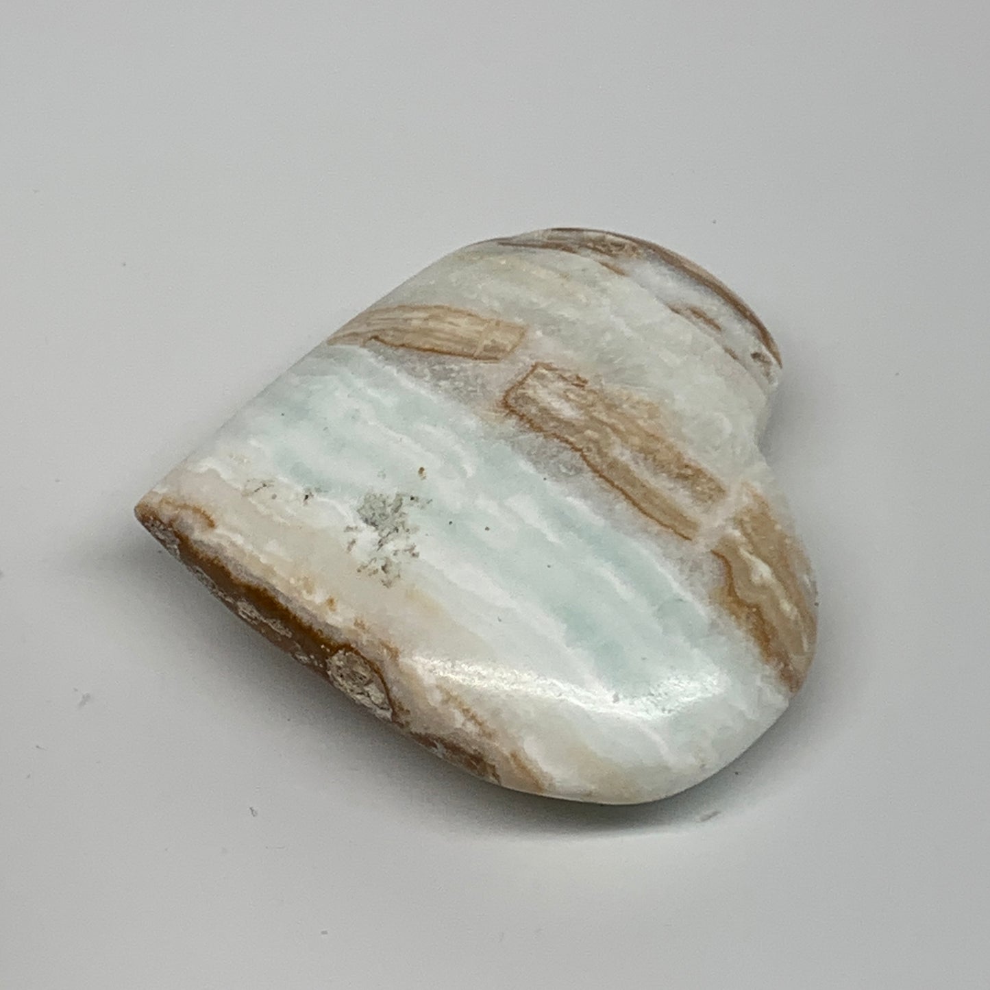 120g, 2.5"x2.8"x0.8" Caribbean Calcite Heart Gemstones @Afghanistan,B33662