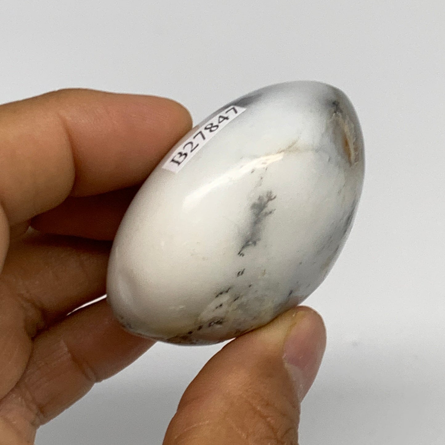 79.8g, 2"x1.9"x1.1", Dendrite Opal Palm-Stone Reiki Energy Crystal, B27847