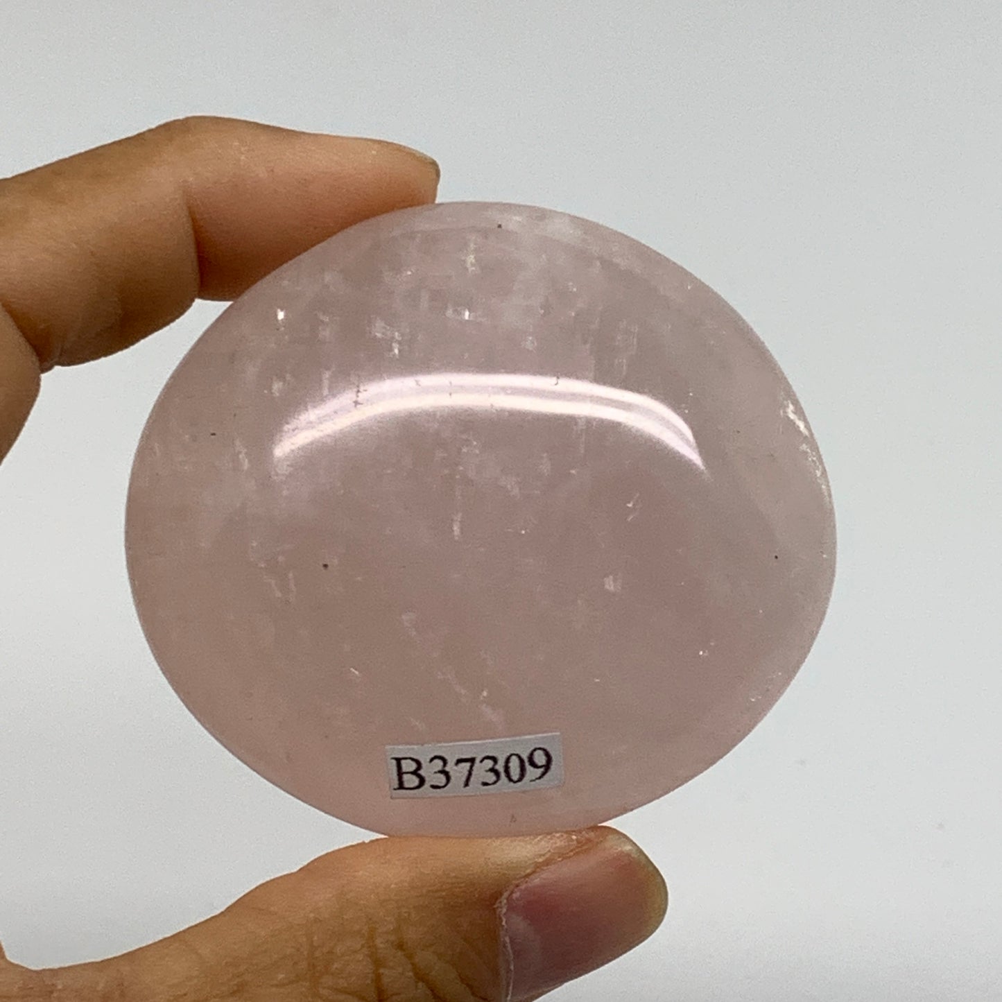 113.2g , 2.3"x2.1"x1", Natural Pink Rose Quartz Palm-stone Crystal, B37309