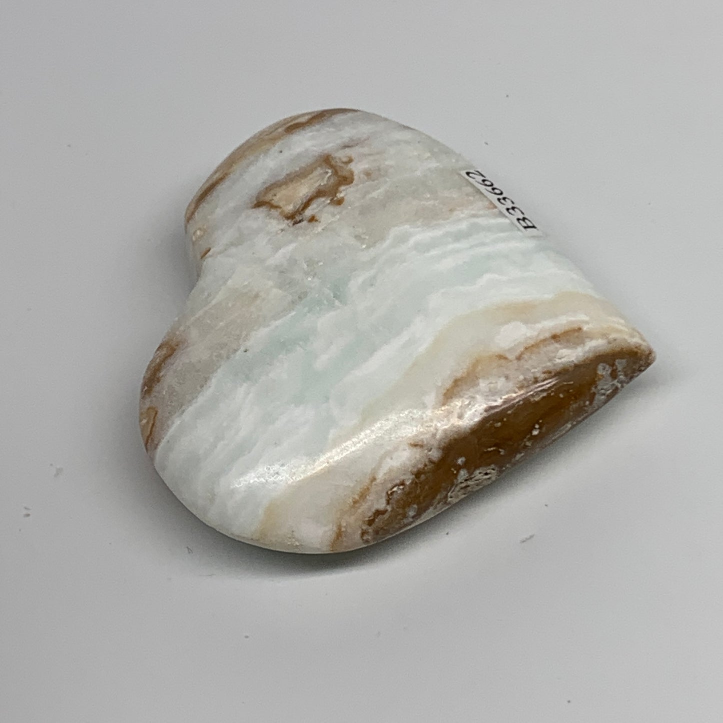 120g, 2.5"x2.8"x0.8" Caribbean Calcite Heart Gemstones @Afghanistan,B33662