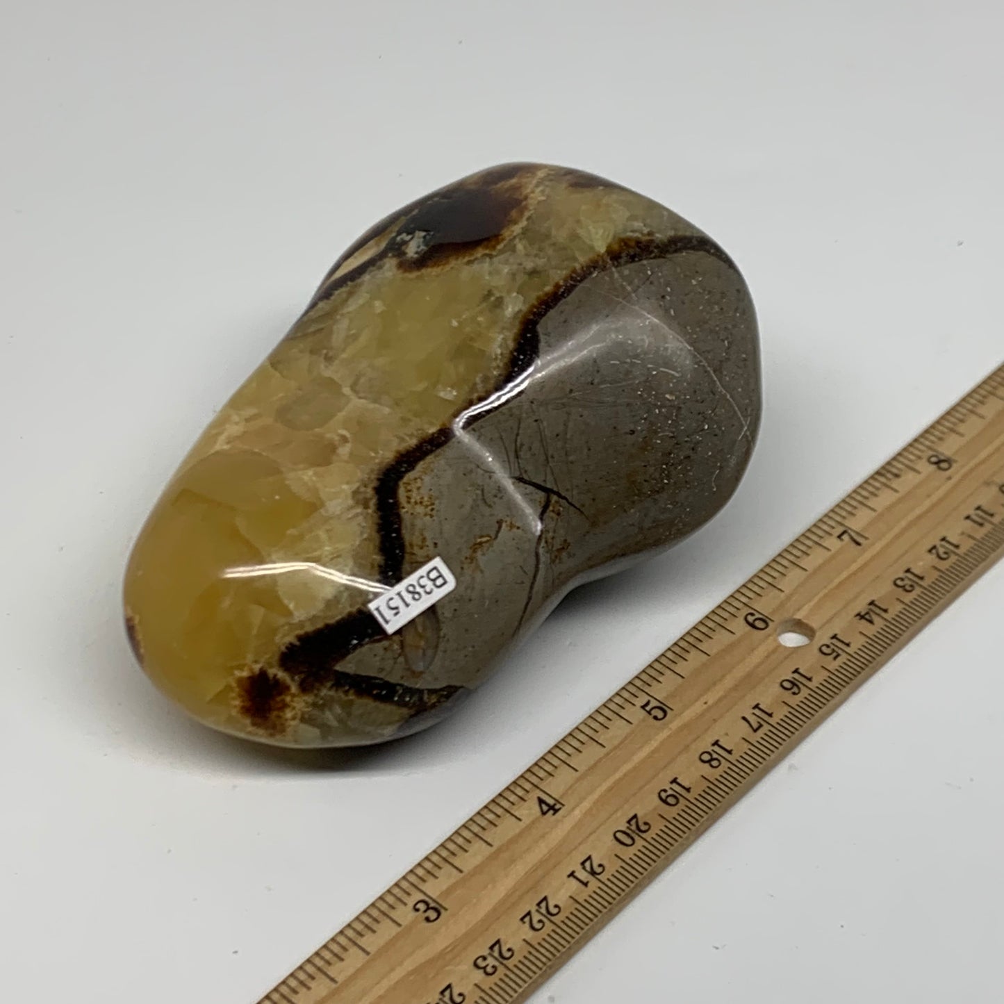 1.27 lbs, 4.3"x3.4"x2", Septarian Nodules Freeform Polished Crystal, B38151