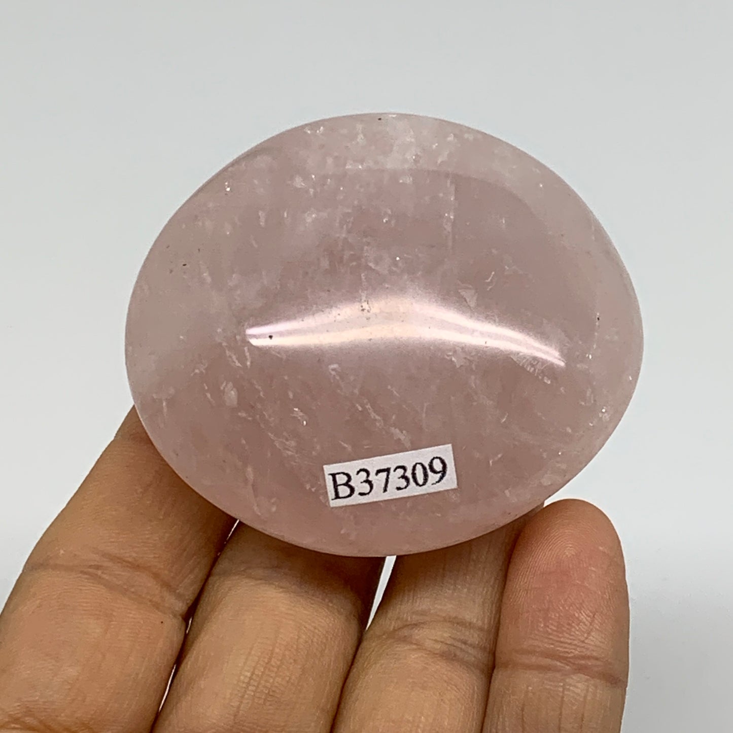 113.2g , 2.3"x2.1"x1", Natural Pink Rose Quartz Palm-stone Crystal, B37309
