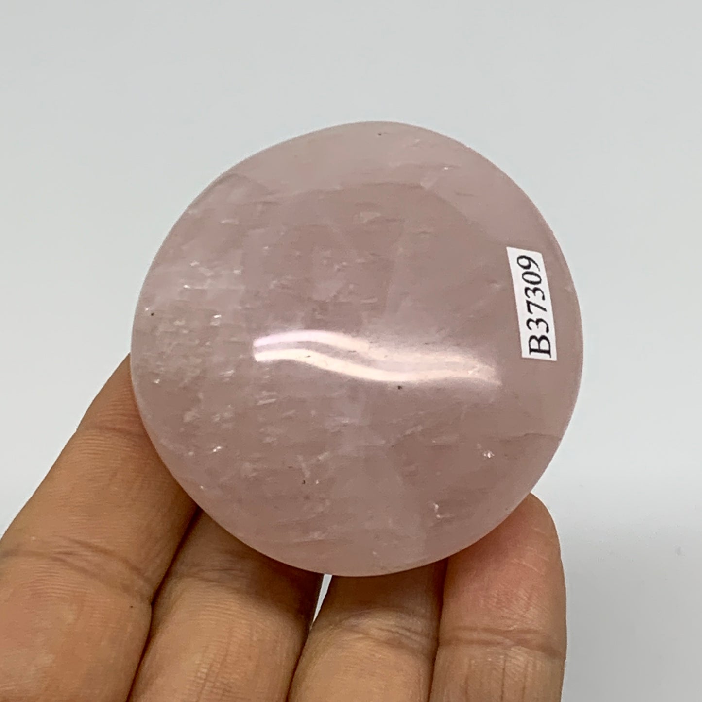 113.2g , 2.3"x2.1"x1", Natural Pink Rose Quartz Palm-stone Crystal, B37309