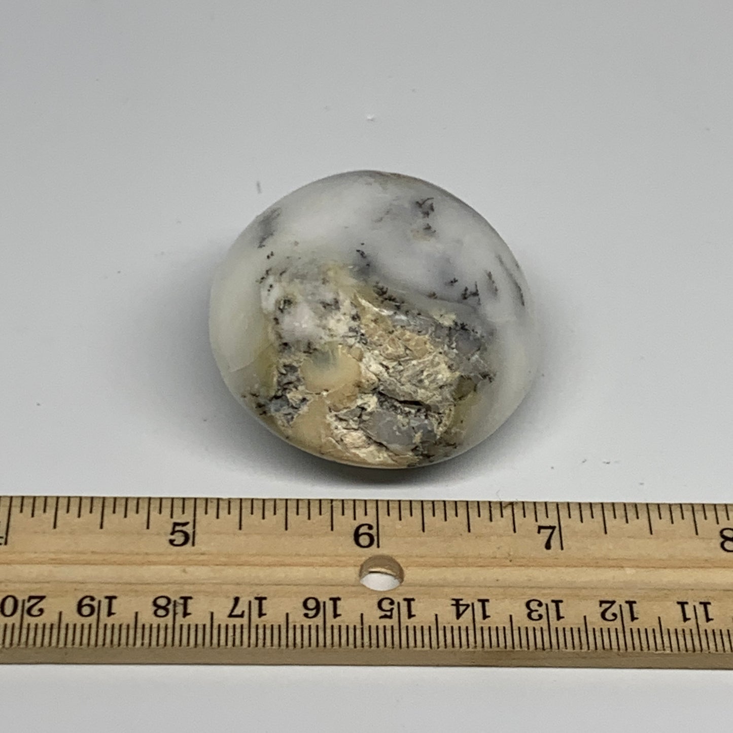 79.8g, 2"x1.9"x1.1", Dendrite Opal Palm-Stone Reiki Energy Crystal, B27847