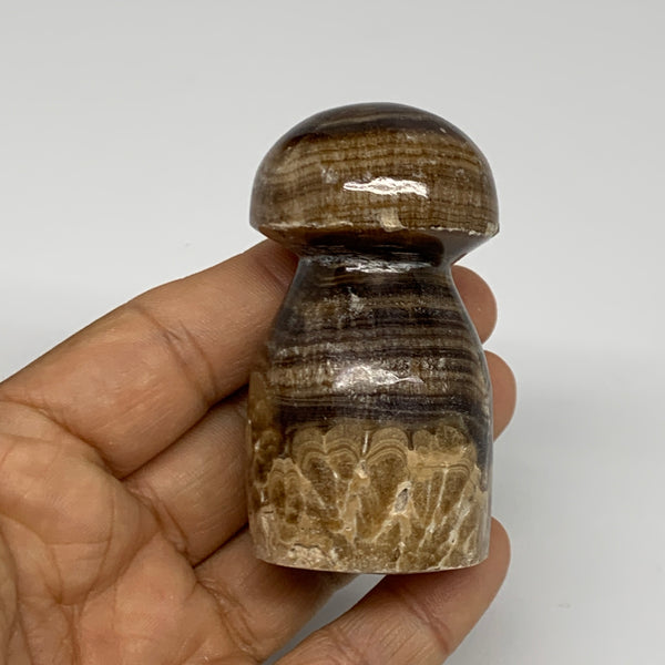 134.3g, 2.6"x1.4", Natural Chocolate Calcite Mushroom Gemstone @Pakistan, B31663